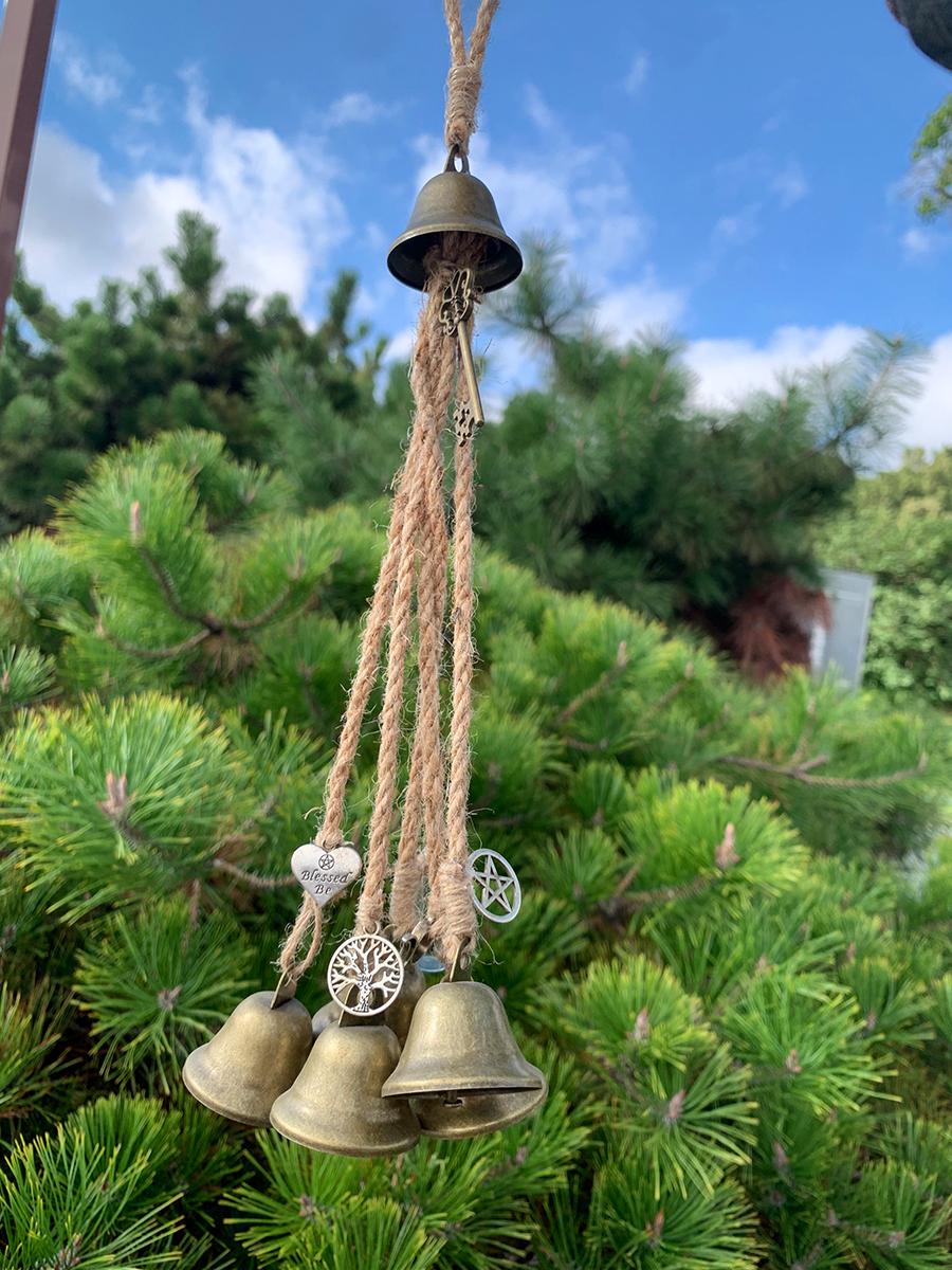 Hanging Witch Bells for Porch, Wicca Witch Bells for Home Protection, Witch Bells Wind Chime for Outdoor, Pagan Decor for Home, Wicca Gift