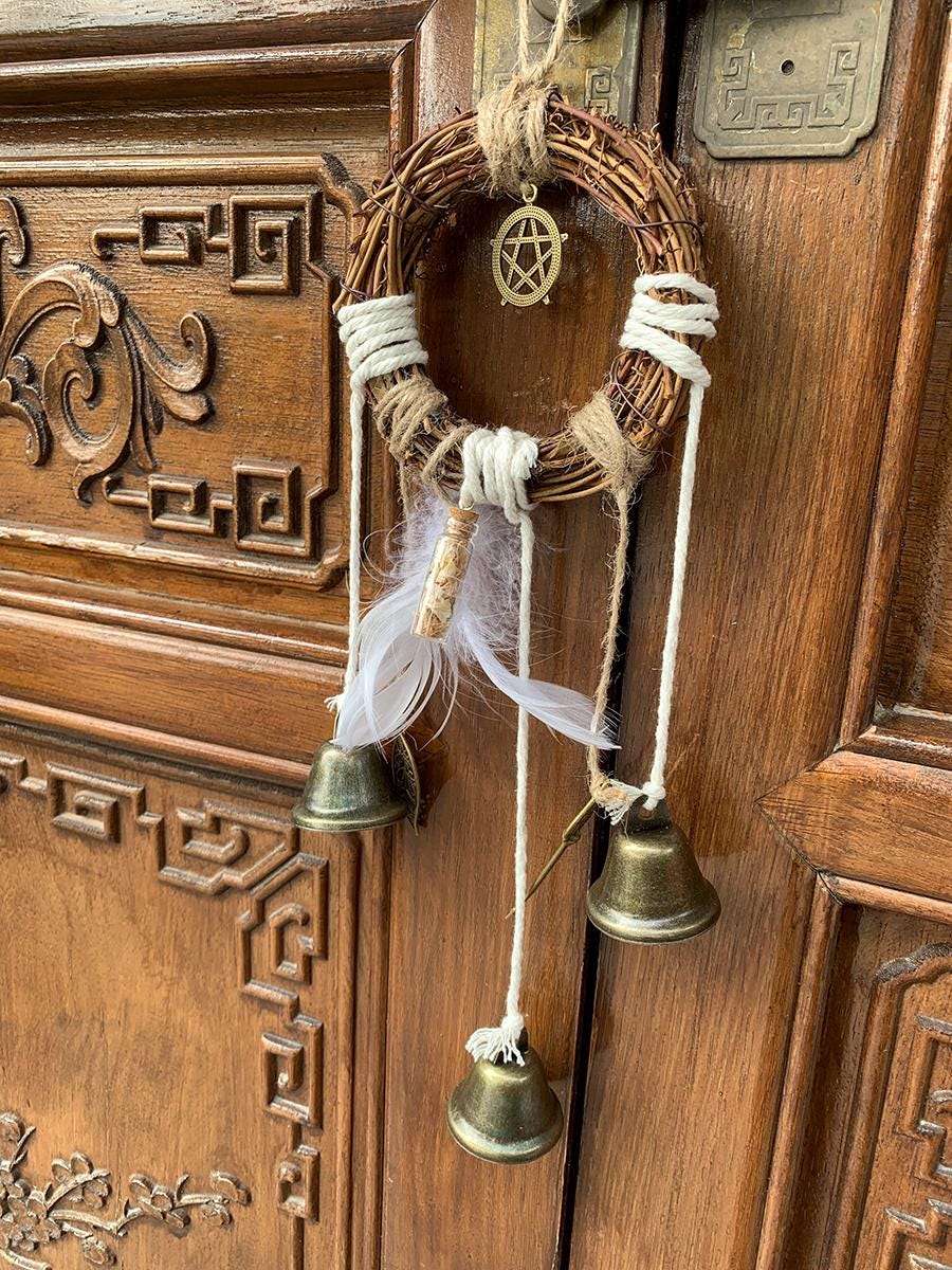 Handmade Witch Bells for Door Protection,  Wicca Witch Bells for Blessing, Pagan Decor Housewarming Gift, Hanging Bells for Outdoor