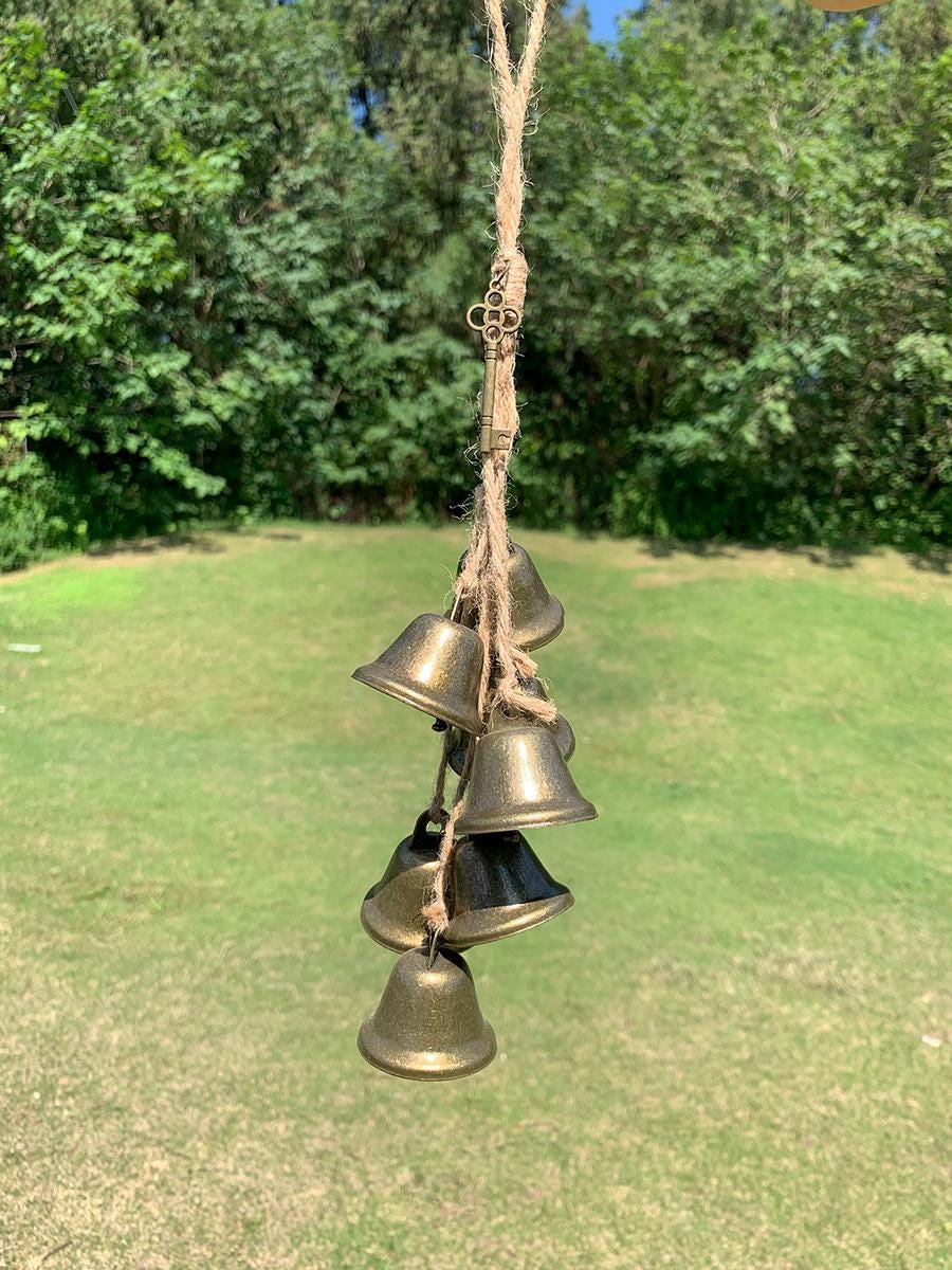Hanging Witch Bells for Wreath, Pagan Door Hanger Bells for Home Protection, Wiccan Protection Amulet for Home Blessing