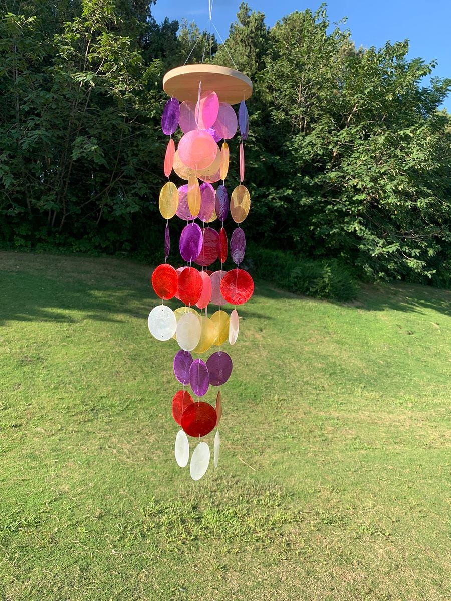 Handmade Rainbow Seashell Wind Chime, Handmade Colorful Shell Chime, B