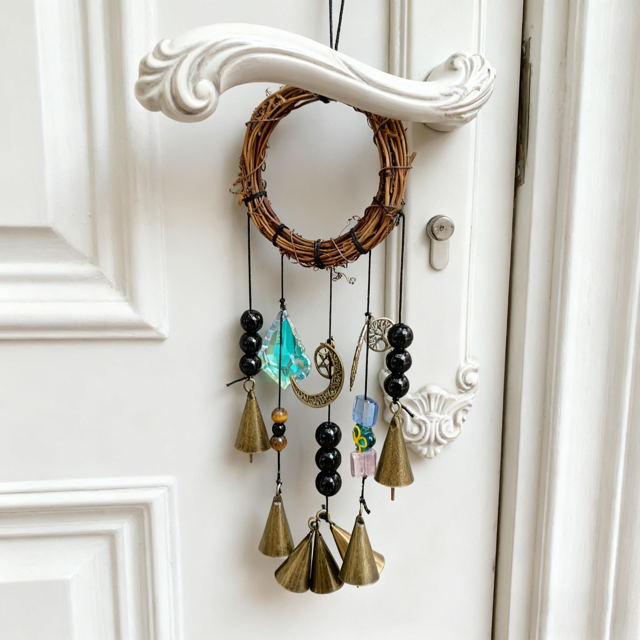 Hanging Bells for Door Protection, Handmade Witch Bells, Witchy Decor Altar, Witchy Ornament for Home Garden