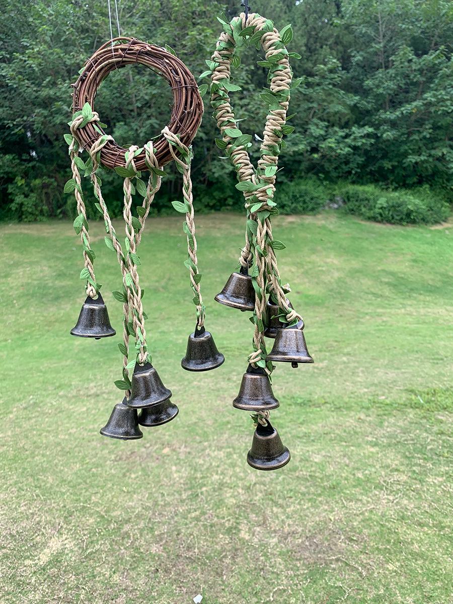 Set of 2 Rattan Wreath Witch Bells for Door Knob, Witches Bell for Protection, Pagan Wiccan Gift, Rustic Folk Magic Charm, Halloween Gift