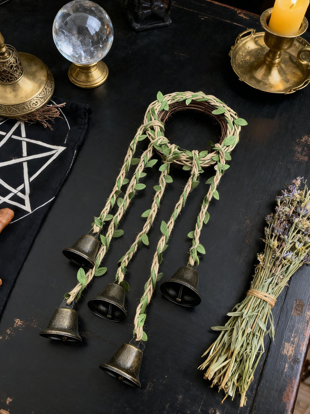Hanging Witch's Bells, Spiritual Bells, Hanger Wiccan Wind Chimes,