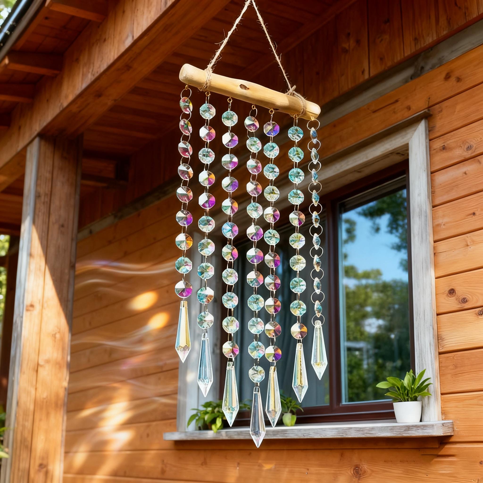 Rainbow Sun Catcher for Window, Handmade Wall Hanging, Crystal Prism Sun Catcher, Window Ornament,  Stained Glass Wall Art, New Home Gift