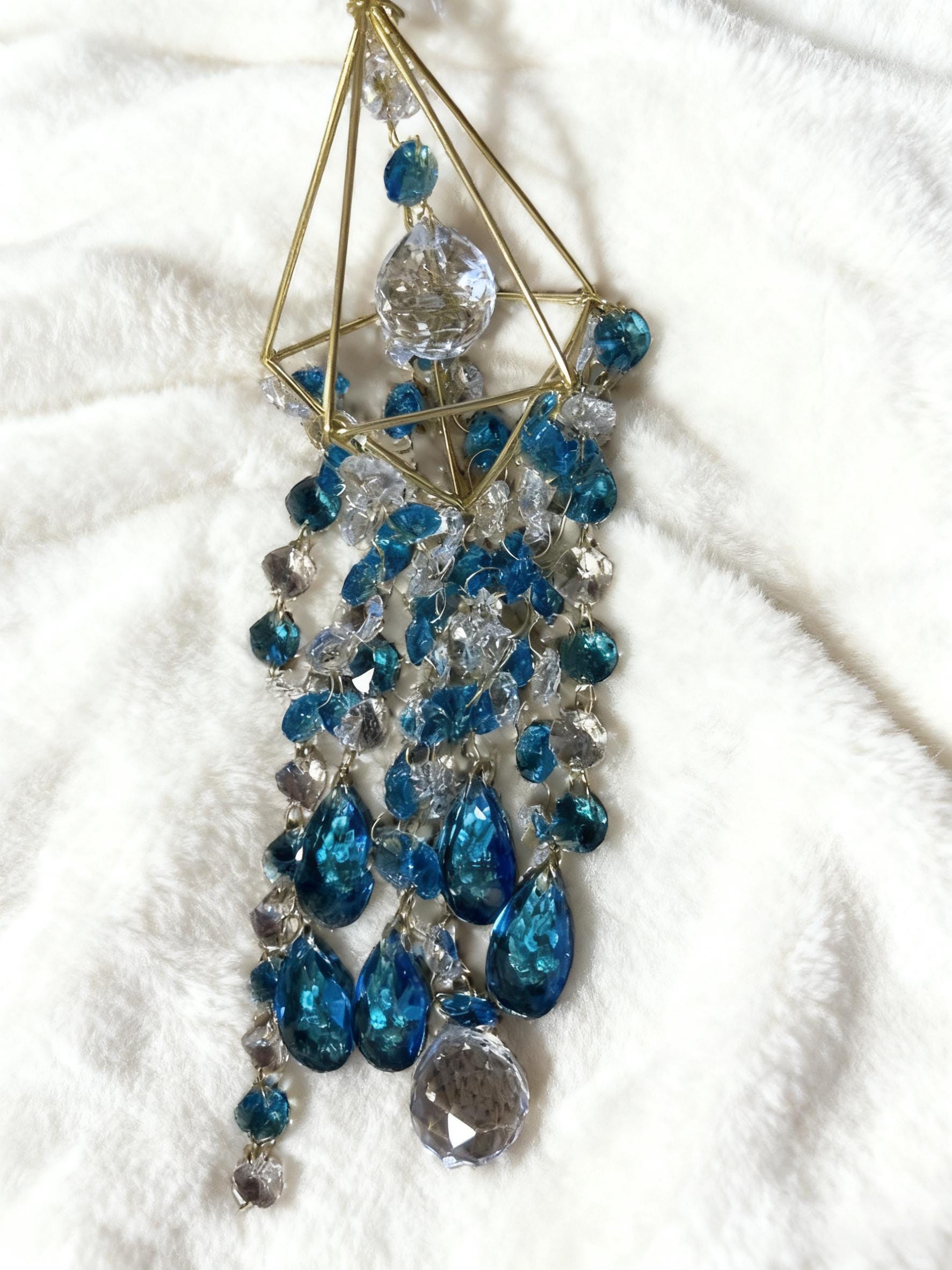 Dancing Rainbows Sun Catcher, Handmade with Crystal Prisms and Glass Beads,  Rainbow Light Maker for Window, Elegant Sun Catcher Wall Decor