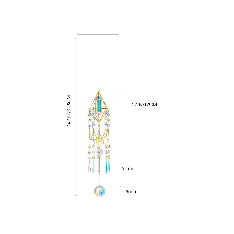 Stained Glass Sun Catcher, Crystal Prism Sun Catcher, Prism Rainbow Maker, Geometric Sun Catcher with Quartz Crystals, Healing Crystal Decor