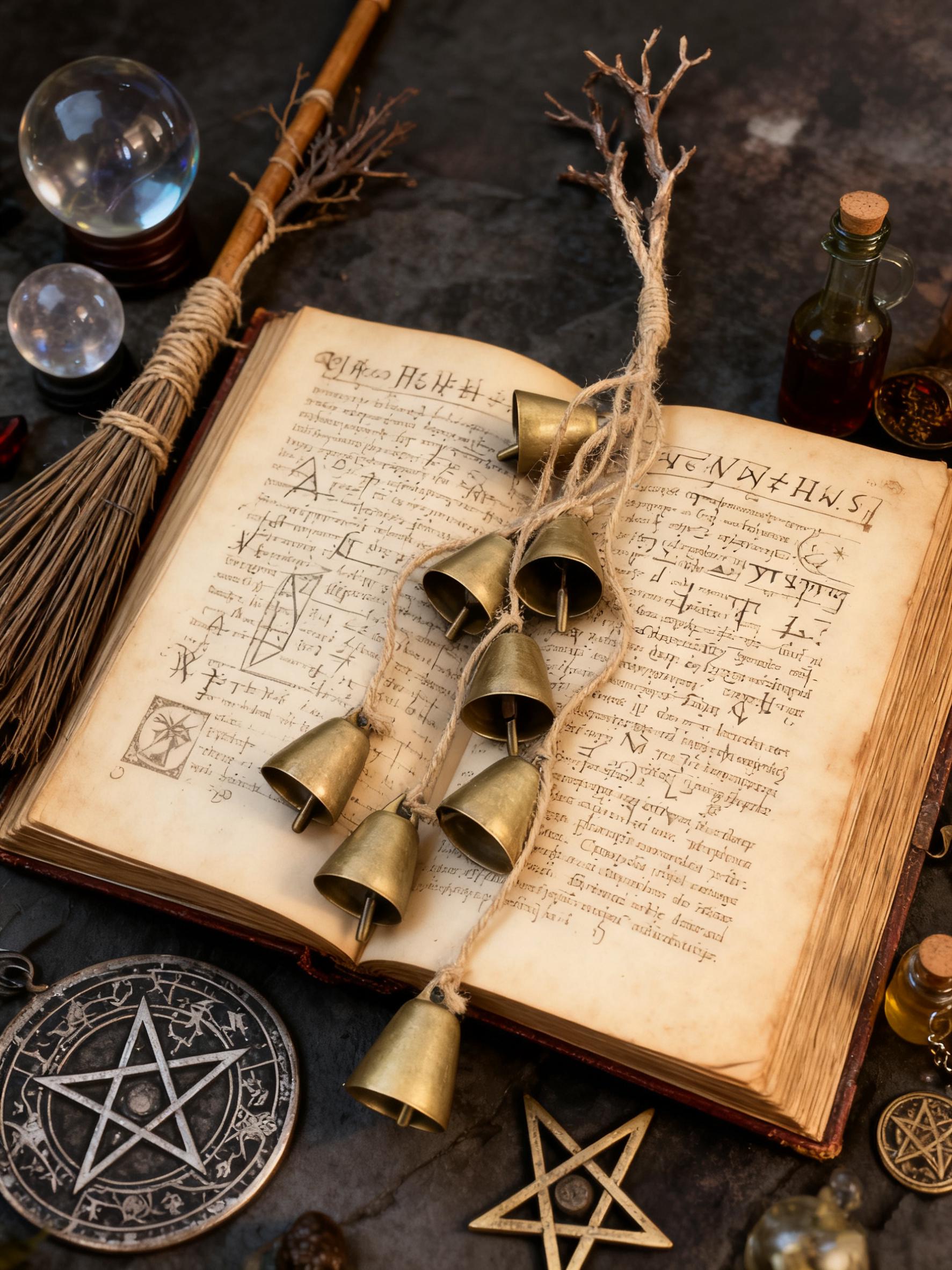 Witch Bells for Door Protection, Witch Bells for Door Protection, Ward Off Negative Energy,  Handmade Witch Bells, Vintage Bells for Temple