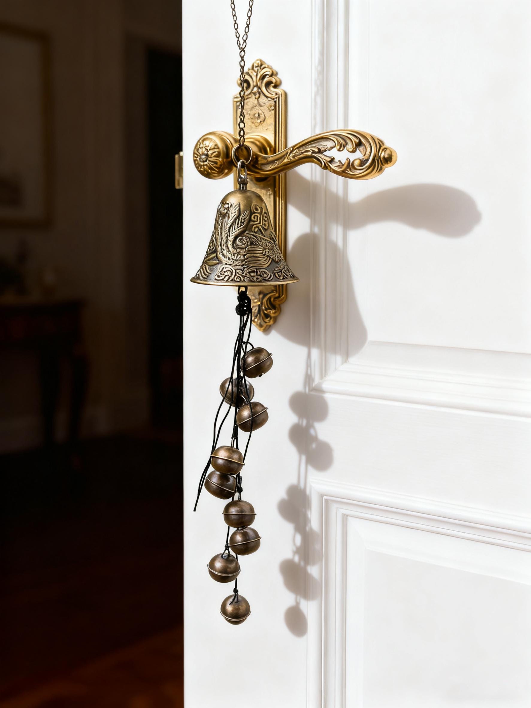 Hanging Bells for Door Protection, Harmony of Dragon and Phoenix Bells for Home Blessing, Mystical Witchcraft Bell for Altar, Wicca Gift