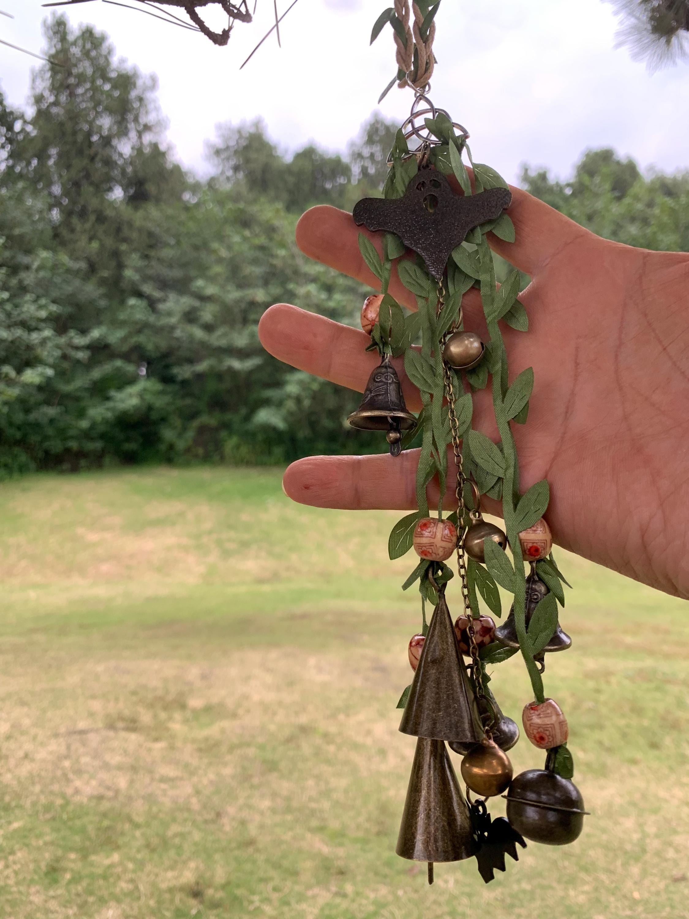 Handmade Witch Bells for Protection,  Handmade Witch Bells for Home Protection & Good Luck, Guardian Witch Bells for Front Door, Yule Gift
