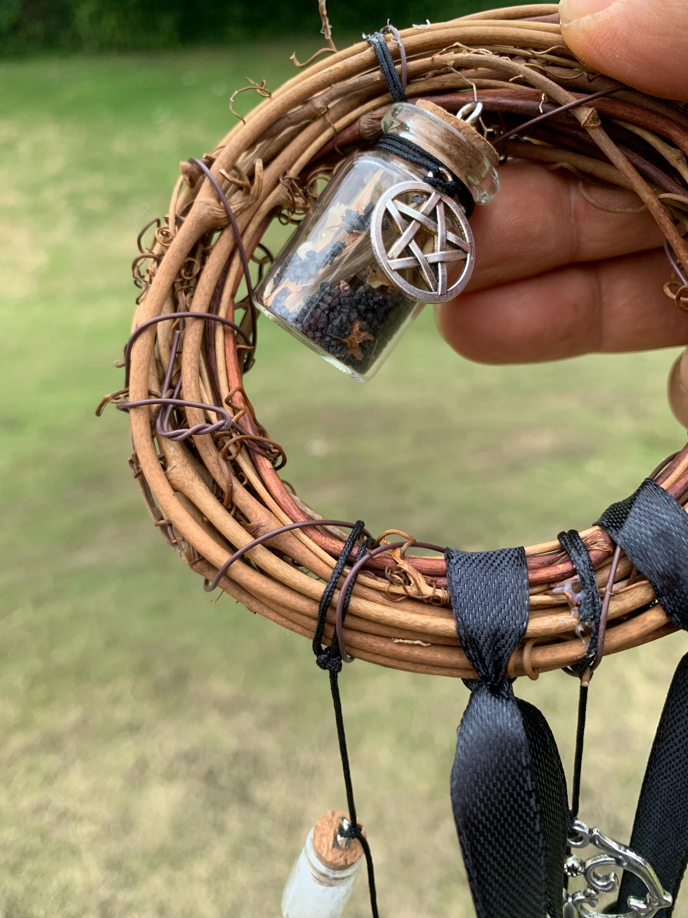 Halloween Witch Bells for Door Knob, Dark Elegance Protection Charm for Front Door,  Unique Handmade Witch Bells for Protection, Charm Gift