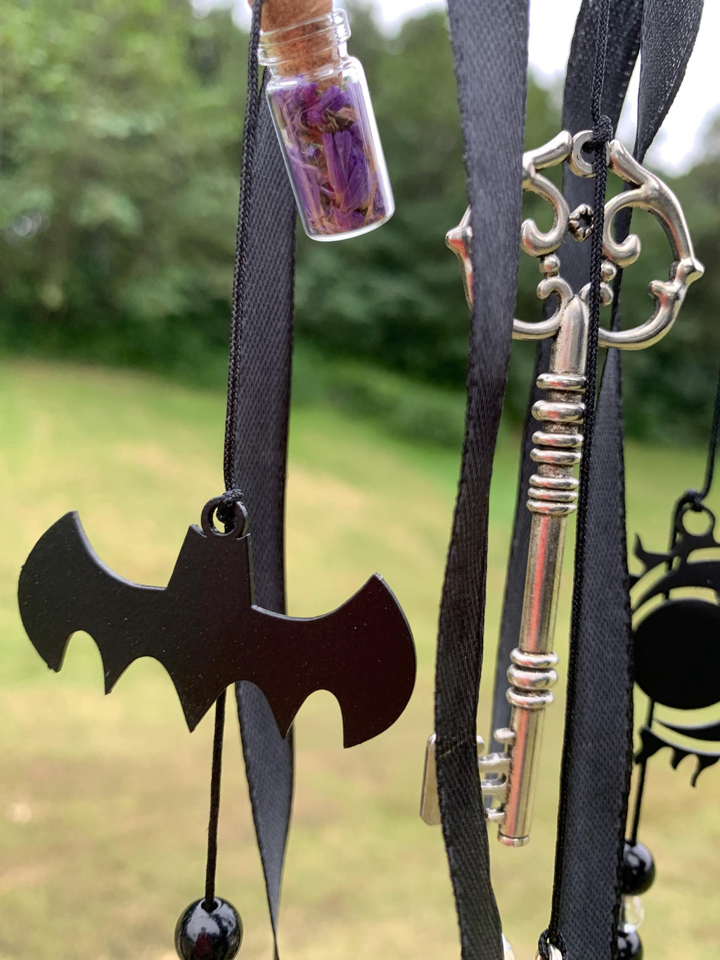 Halloween Witch Bells for Door Knob, Dark Elegance Protection Charm for Front Door,  Unique Handmade Witch Bells for Protection, Charm Gift