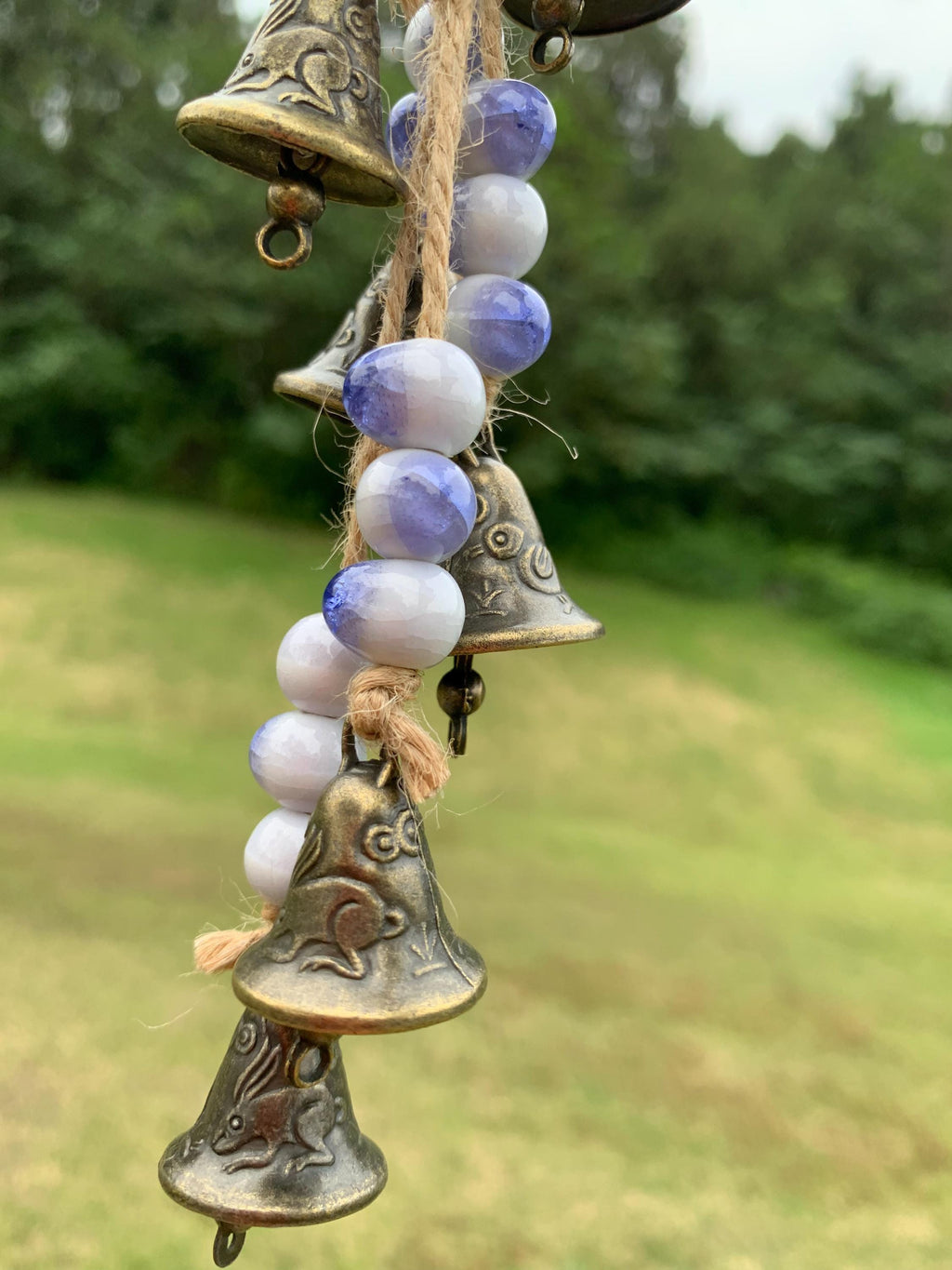 Hanging Bells for Home Protection, Housewarming Gift for New Home, Good Luck Decor, Positive Energy Wind Chime With Bells, Wicca Gift