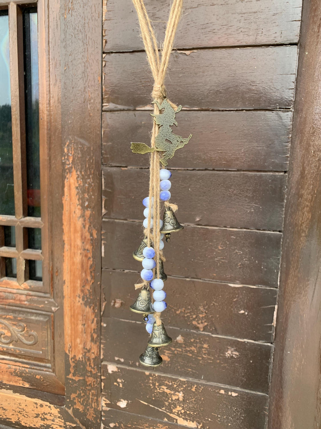 Hanging Bells for Home Protection, Housewarming Gift for New Home, Good Luck Decor, Positive Energy Wind Chime With Bells, Wicca Gift