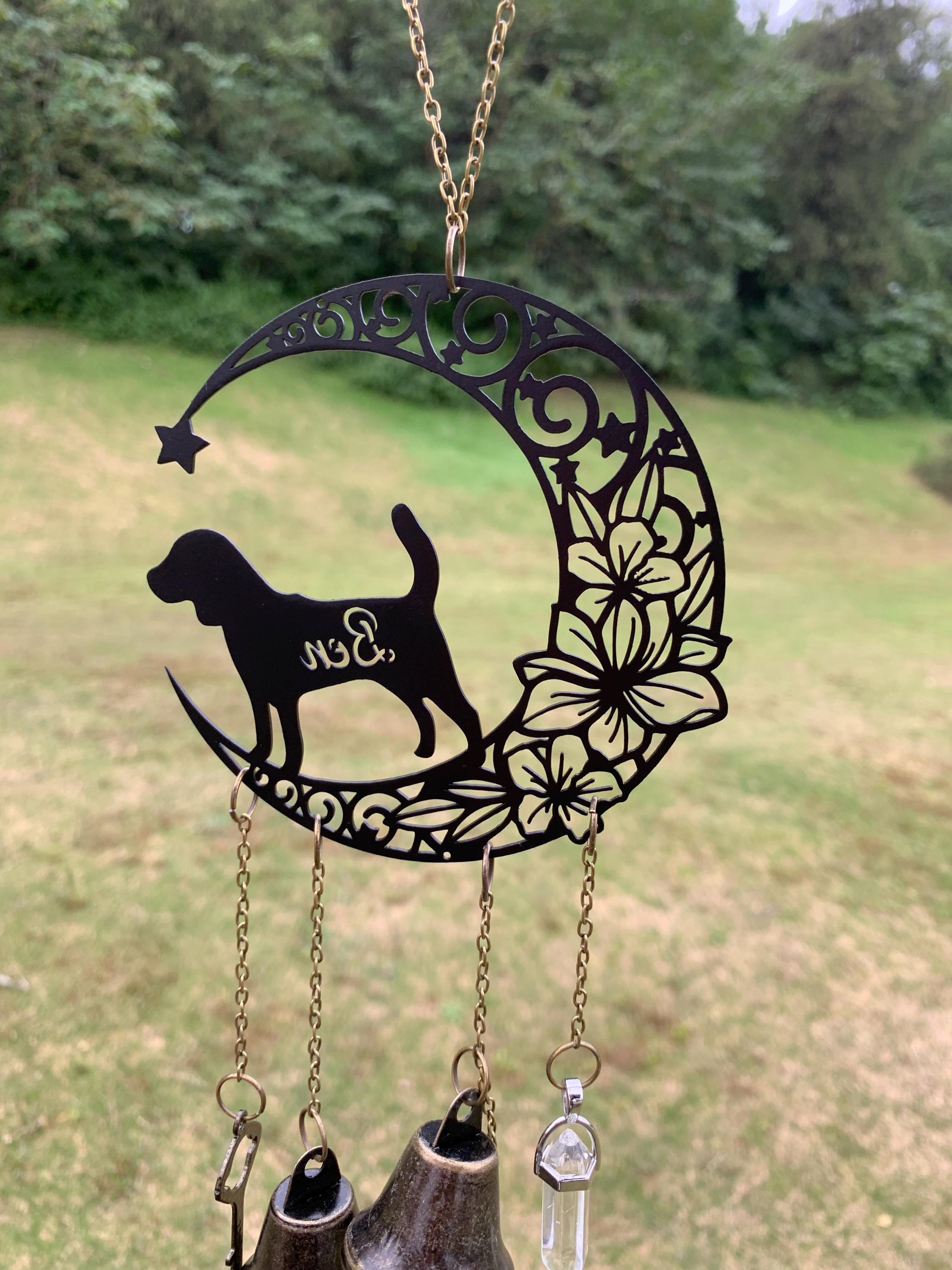 Personalized Name Beagle Witch Bells, Custom Dog Lover Protection Charm for Home & Porch, Witch Bells for Beagle Lovers, Gift for Dog Lovers
