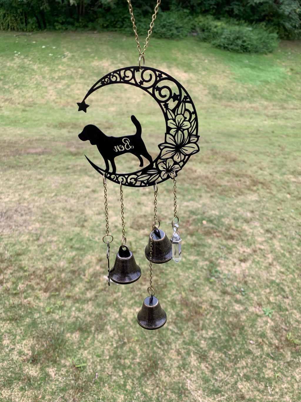 Personalized Name Beagle Witch Bells, Custom Dog Lover Protection Charm for Home & Porch, Witch Bells for Beagle Lovers, Gift for Dog Lovers