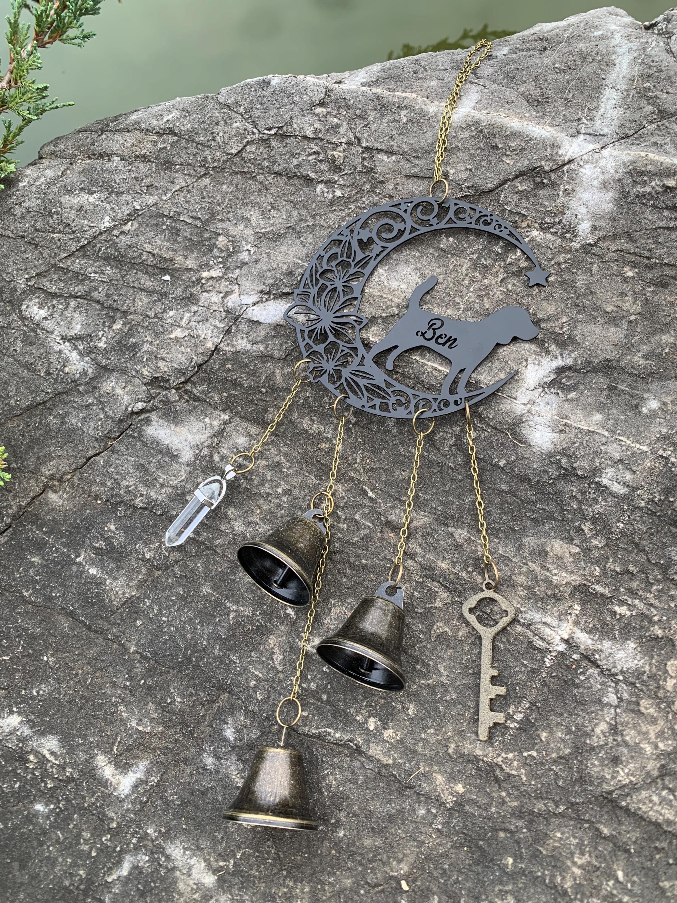 Personalized Name Beagle Witch Bells, Custom Dog Lover Protection Charm for Home & Porch, Witch Bells for Beagle Lovers, Gift for Dog Lovers