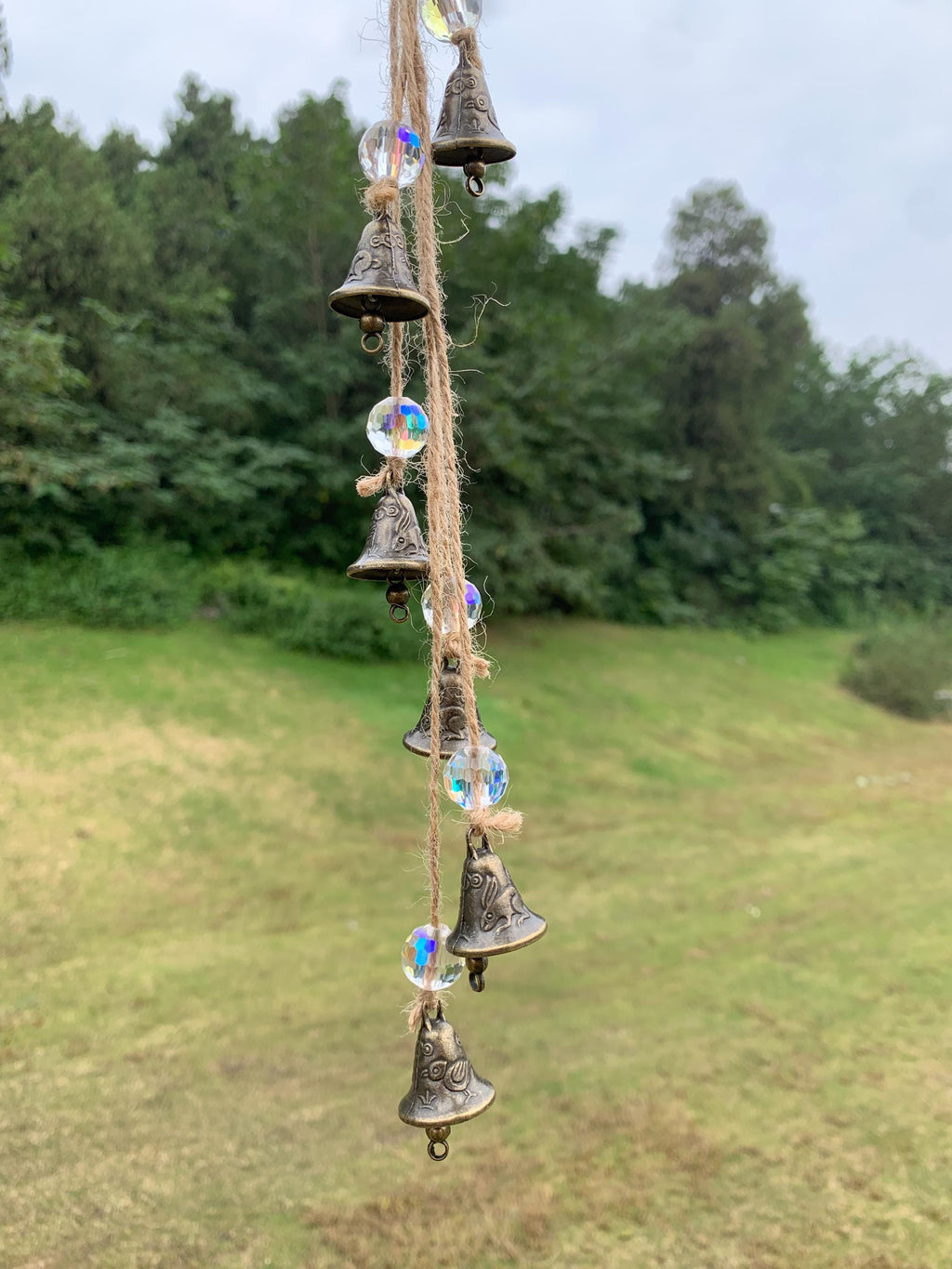 Handmade Witch Bells for Doorknob, Crystal Ball Wicca Bells for Home Protection,  Defense Protection Charm, Pagan Home Blessing, Wicca Gift