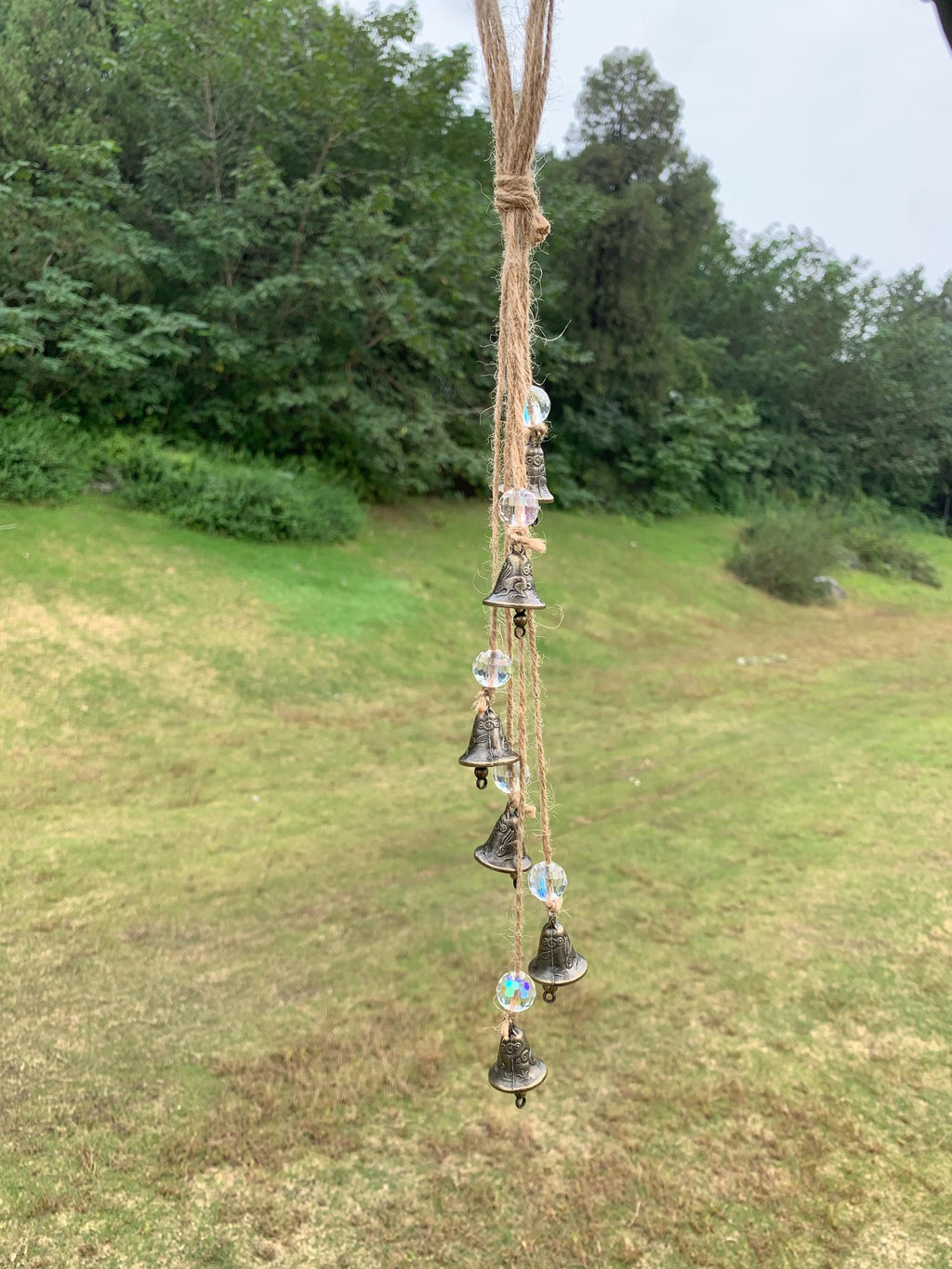 Handmade Witch Bells for Doorknob, Crystal Ball Wicca Bells for Home P