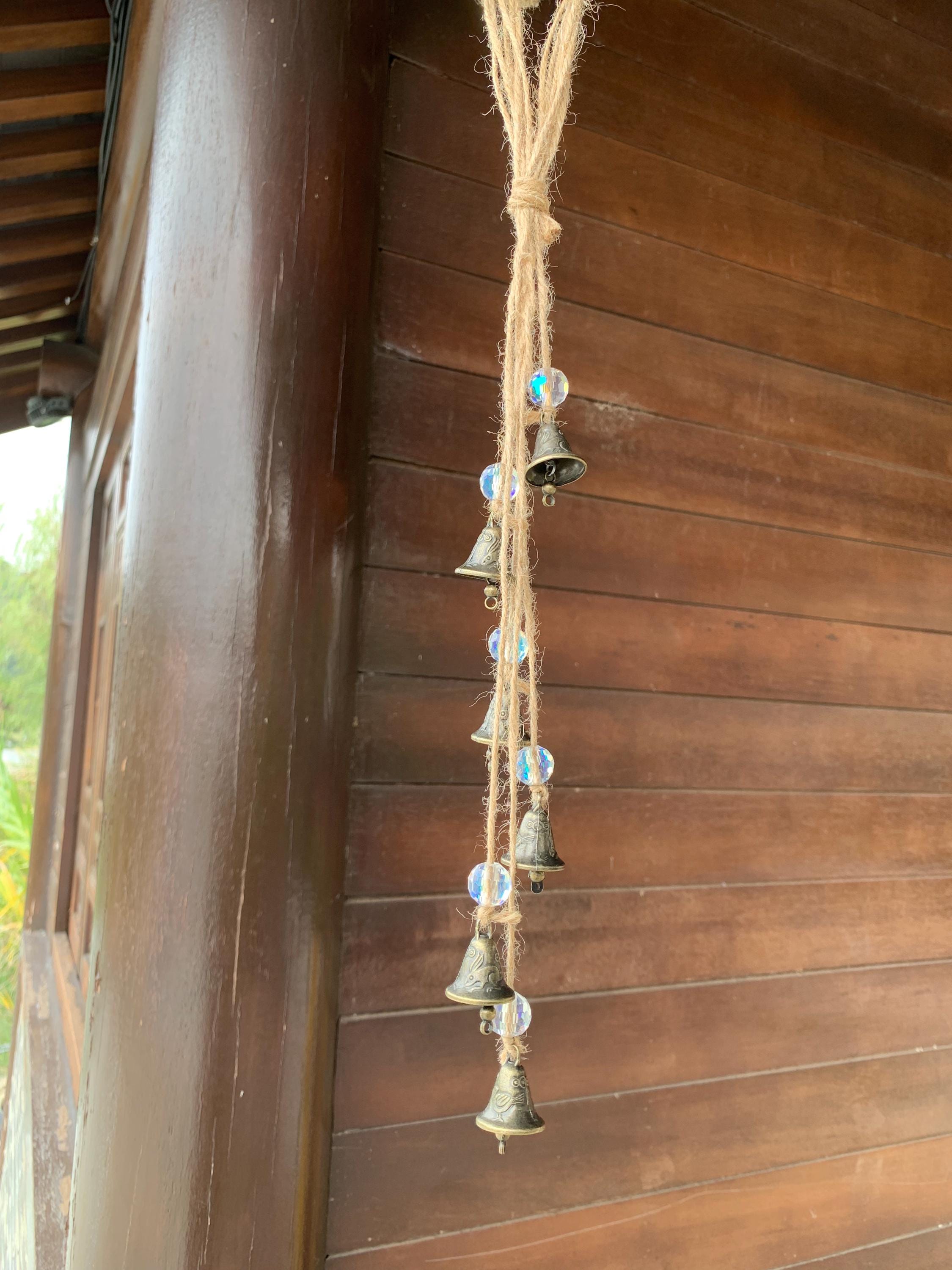 Handmade Witch Bells for Doorknob, Crystal Ball Wicca Bells for Home Protection,  Defense Protection Charm, Pagan Home Blessing, Wicca Gift