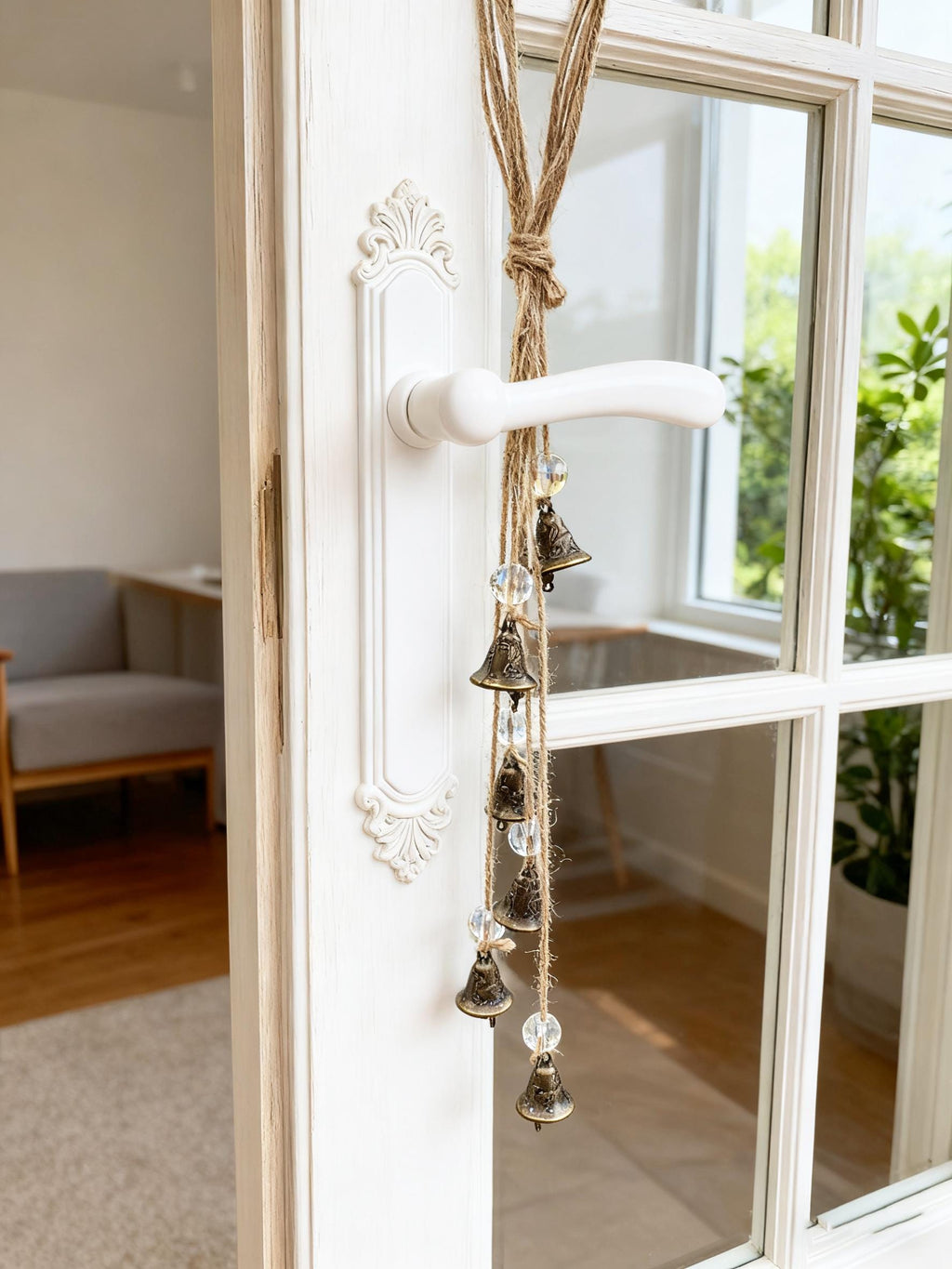 Handmade Witch Bells for Doorknob, Crystal Ball Wicca Bells for Home P