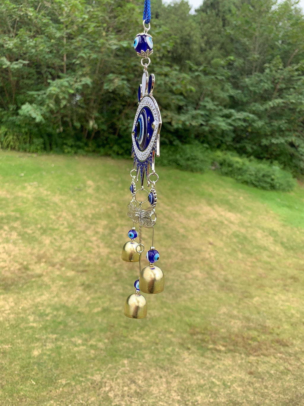 Evil Eye Witch Bells for Protection, Double Ward Charm, Blue Eye Nazar for Home, Evil Eye Protection Charm for Blessings, Spiritual Gift