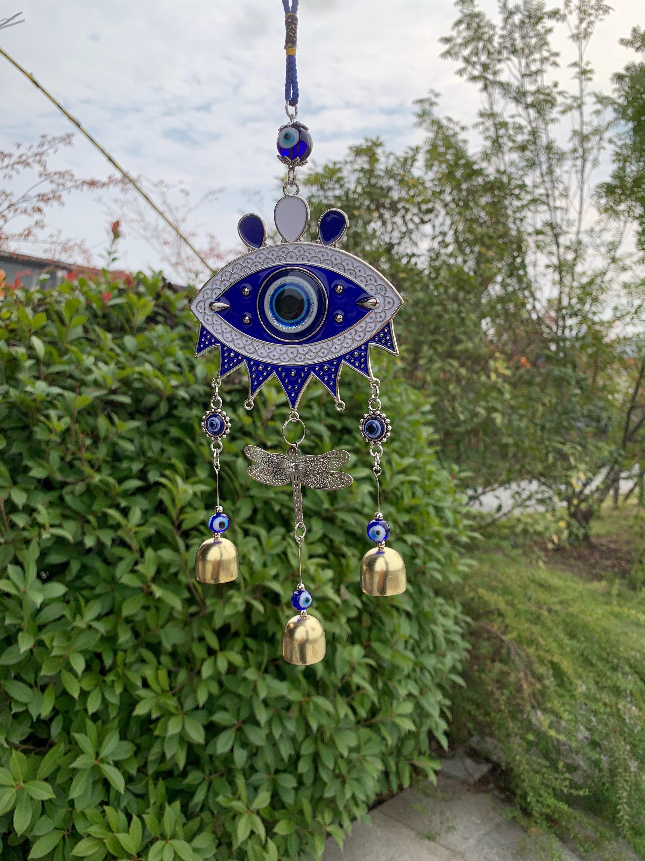 Evil Eye Witch Bells for Protection, Double Ward Charm, Blue Eye Nazar for Home, Evil Eye Protection Charm for Blessings, Spiritual Gift