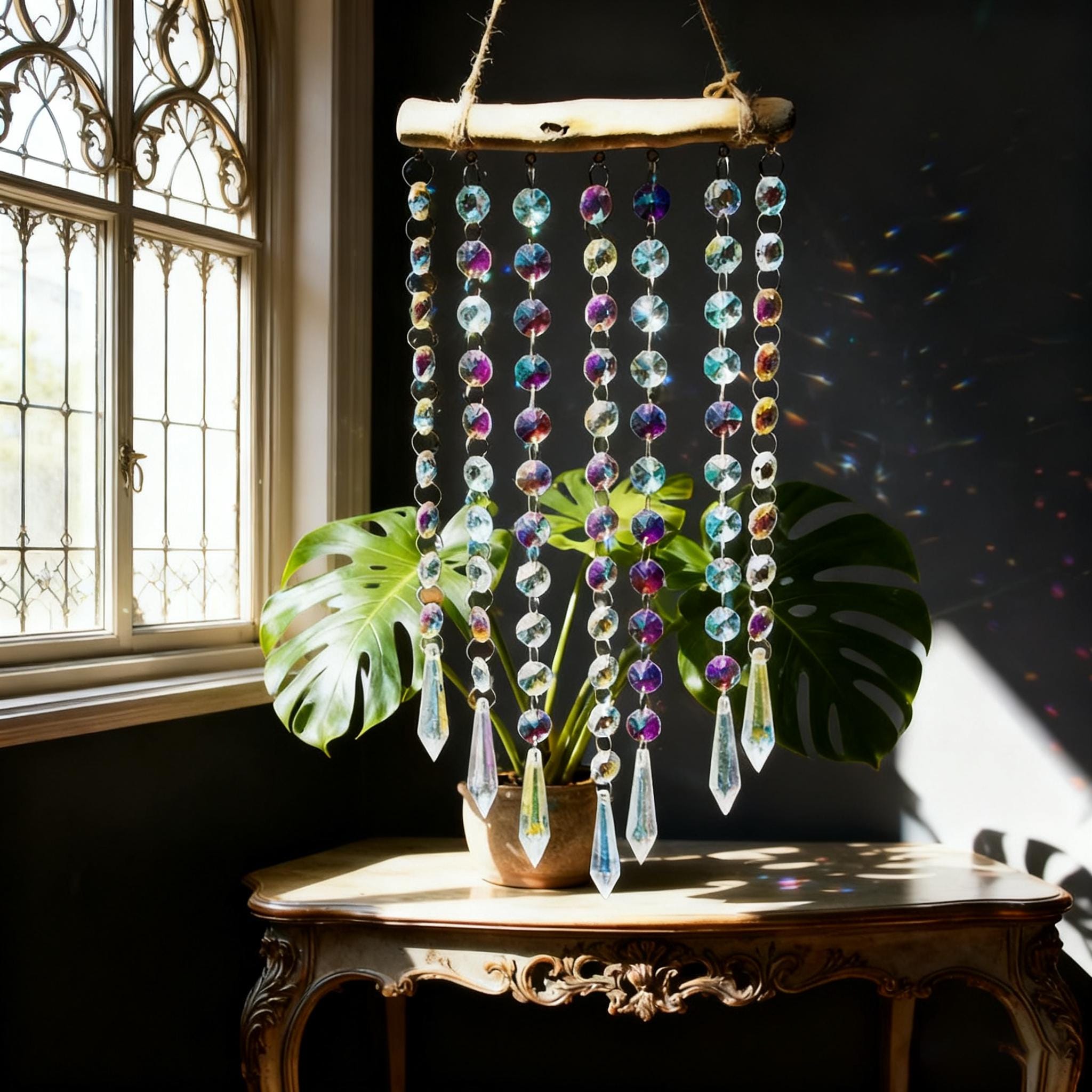 Rainbow Sun Catcher for Window, Handmade Wall Hanging, Crystal Prism Sun Catcher, Window Ornament,  Stained Glass Wall Art, New Home Gift