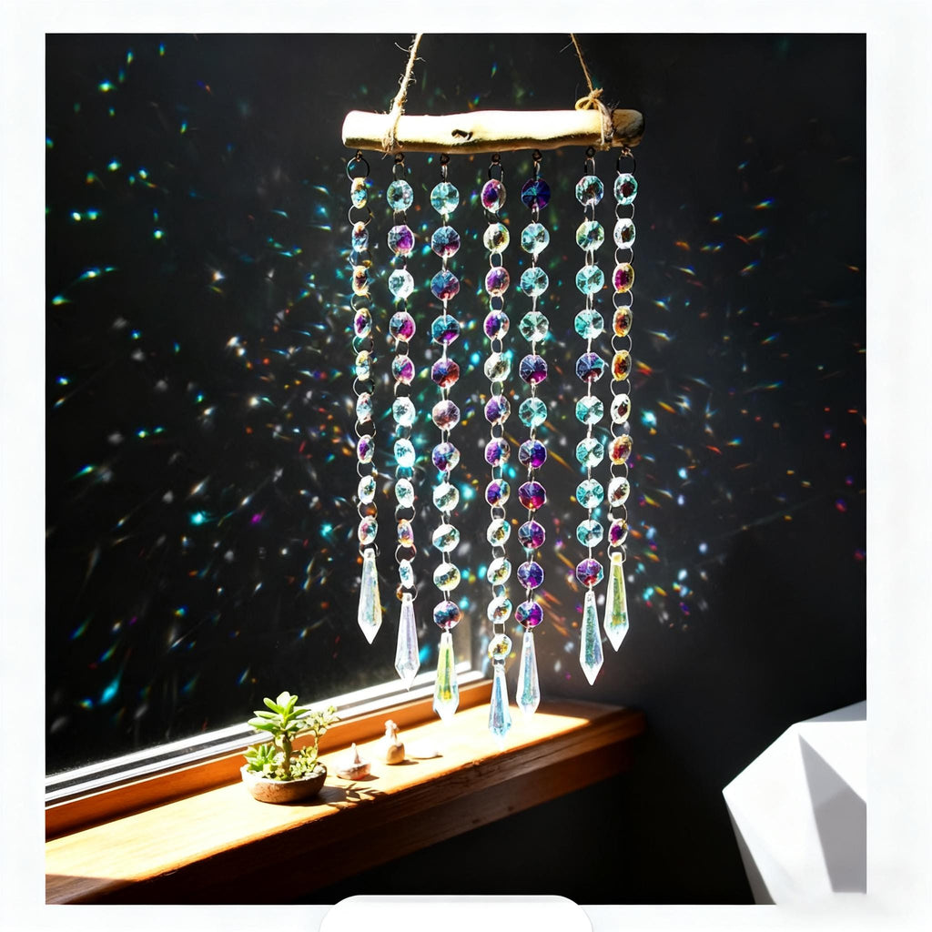 Rainbow Sun Catcher for Window, Handmade Wall Hanging, Crystal Prism Sun Catcher, Window Ornament,  Stained Glass Wall Art, New Home Gift