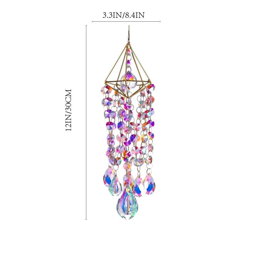 Dancing Rainbows Sun Catcher, Handmade with Crystal Prisms and Glass B