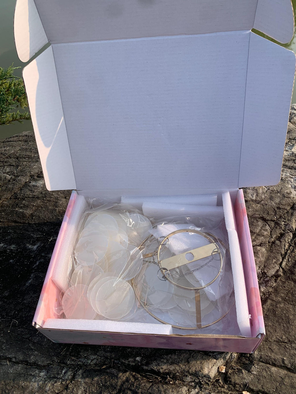 Handmade White Natural Capiz Wind Chime, Pearlescent Shell Chime for Porch, Capiz Shell Wind Chime, Wedding Gift, Porch & Garden Wind Chime