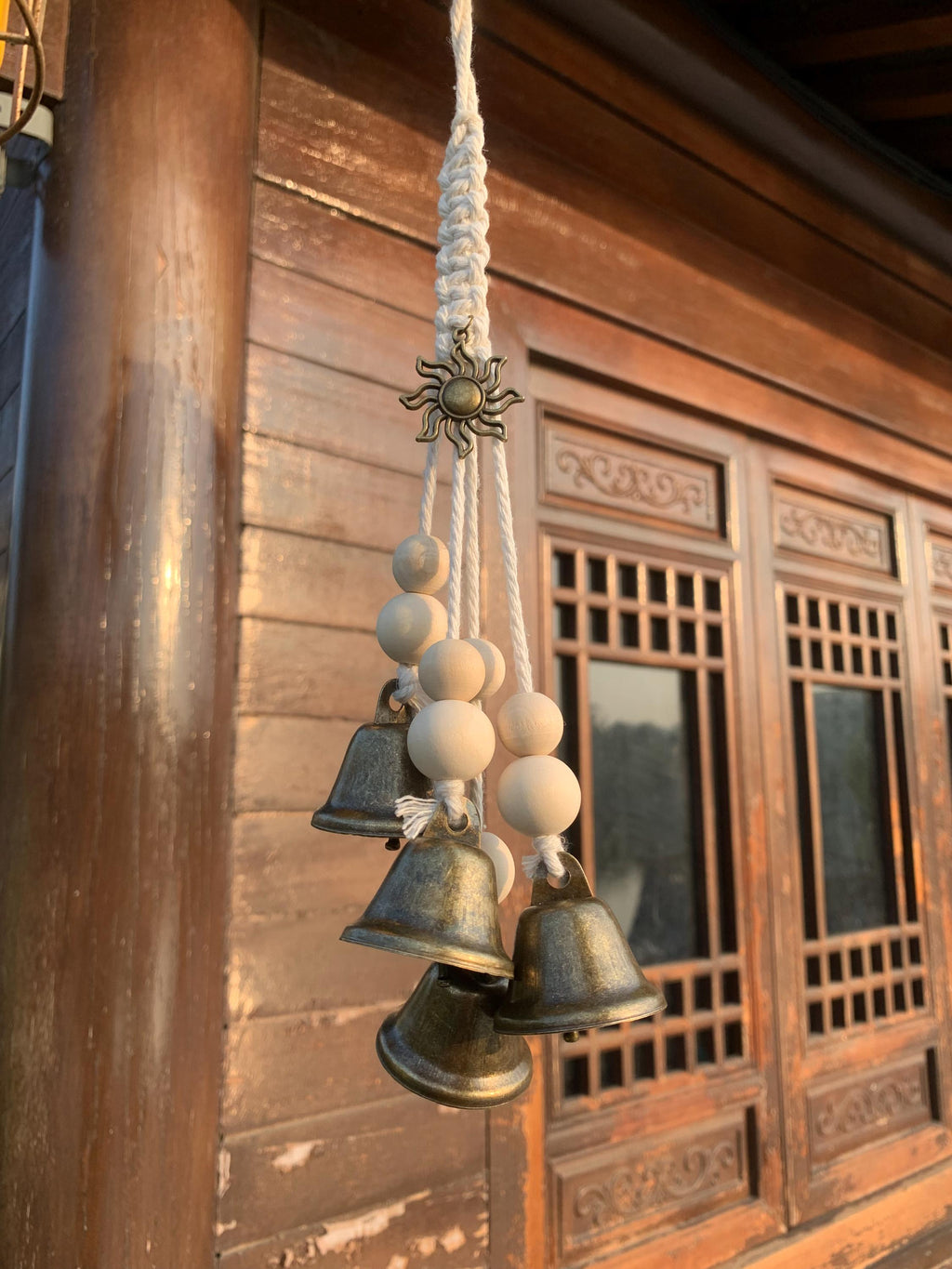 White Hanging Witch Bells for Door Protection, Wiccan Pagan Decor, Evil Ward & Negative Energy Shield, Handmade Folk Magic Charm, Wicca Gift