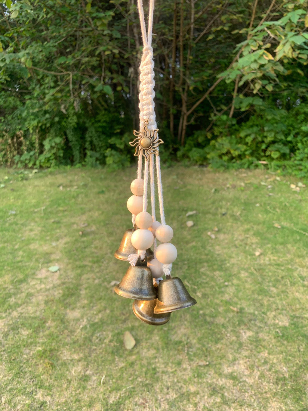 White Hanging Witch Bells for Door Protection, Wiccan Pagan Decor, Evil Ward & Negative Energy Shield, Handmade Folk Magic Charm, Wicca Gift