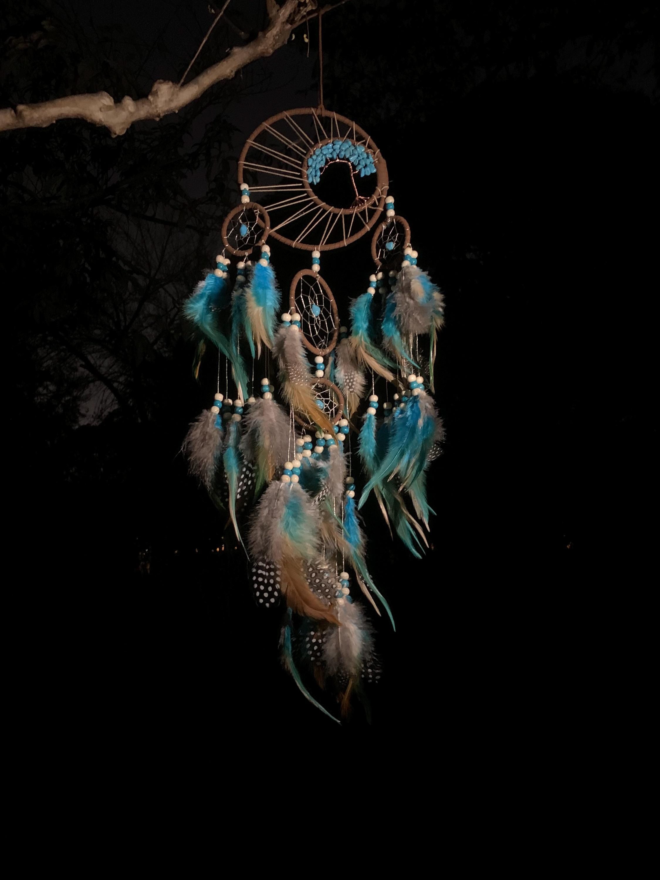 Handmade Tree of Life Dreamcatcher, Bohemian Feather Wall Hanging, Goo