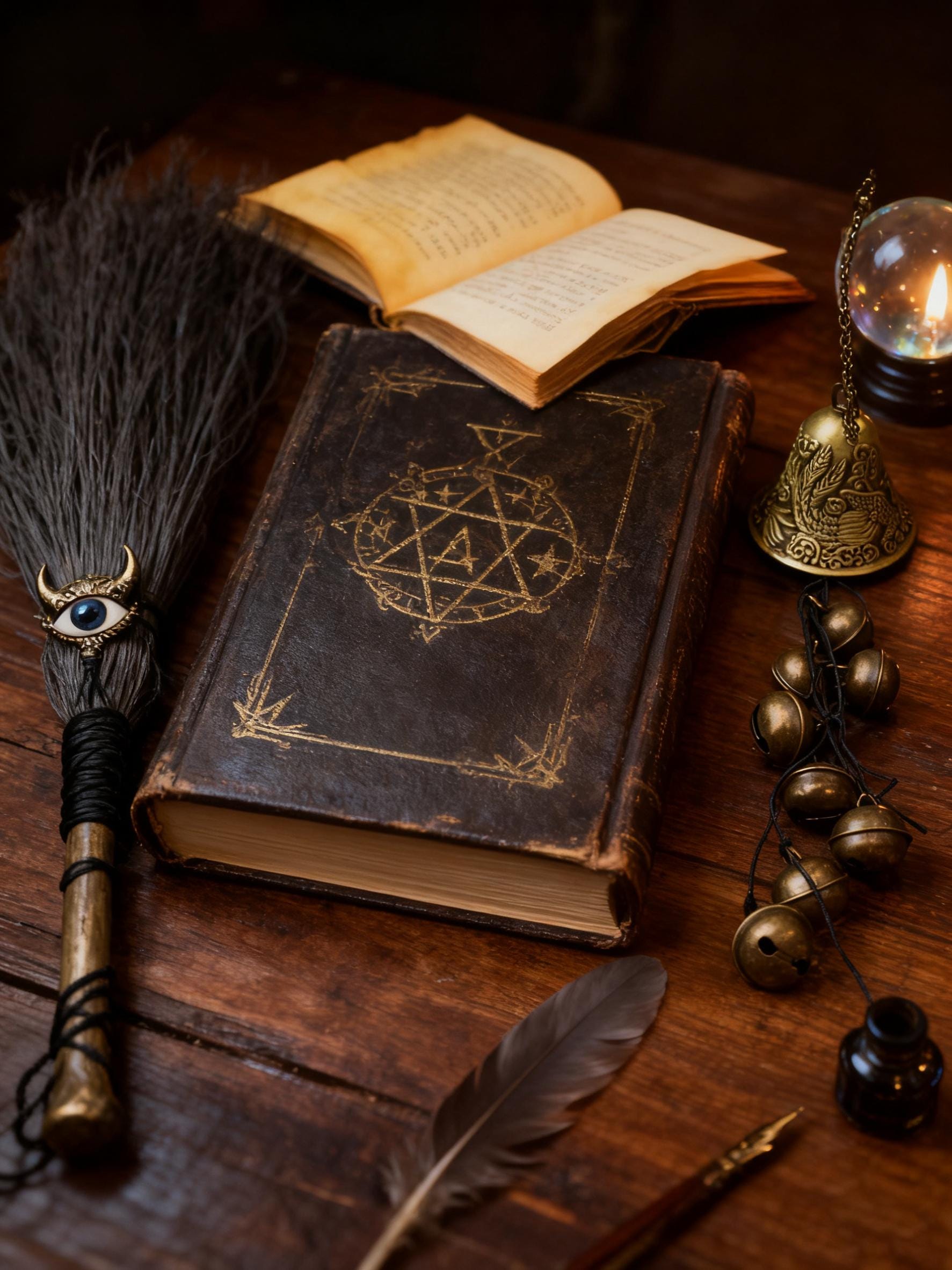 Hanging Bells for Door Protection, Harmony of Dragon and Phoenix Bells for Home Blessing, Mystical Witchcraft Bell for Altar, Wicca Gift