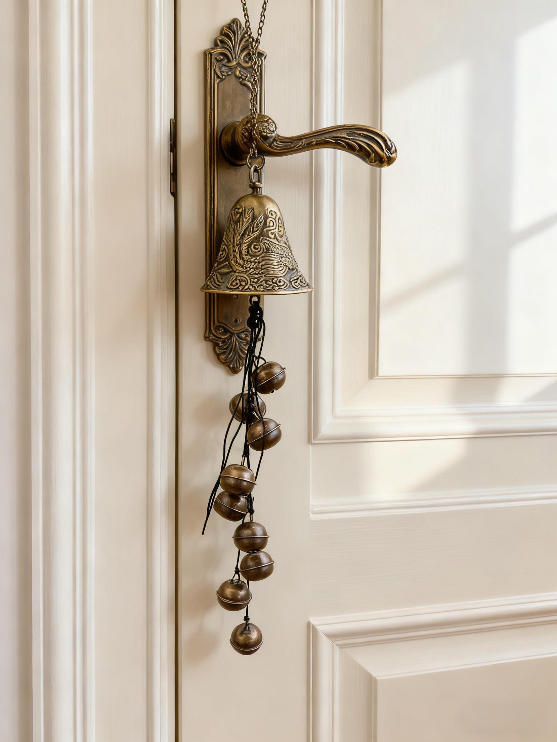 Hanging Bells for Door Protection, Harmony of Dragon and Phoenix Bells for Home Blessing, Mystical Witchcraft Bell for Altar, Wicca Gift