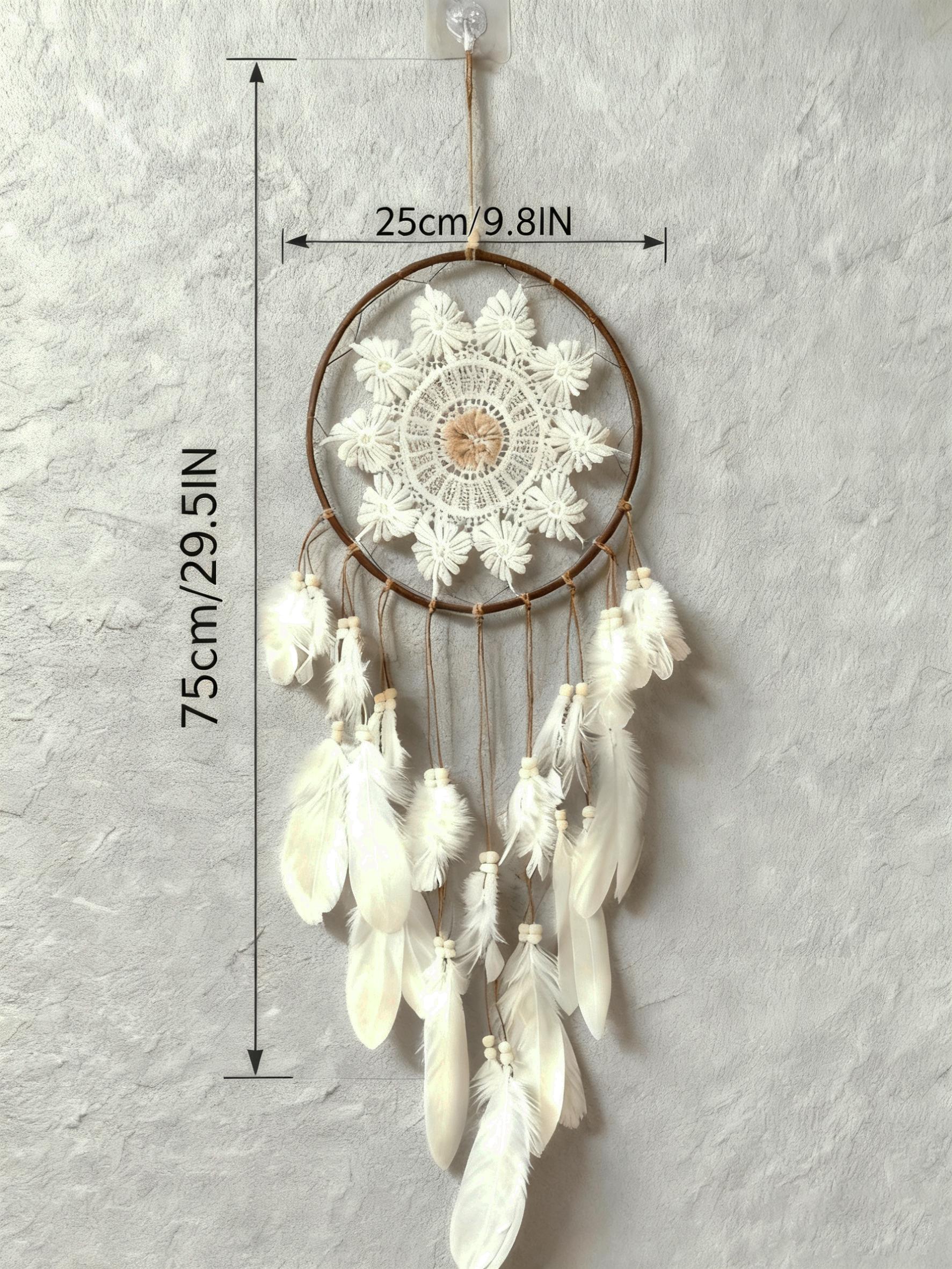 White Feather Dream Catcher, Boho White Feather Dream Catcher for Peaceful Dreams, Boho Chic Wall Hanging with White Feathers, Gift for Her