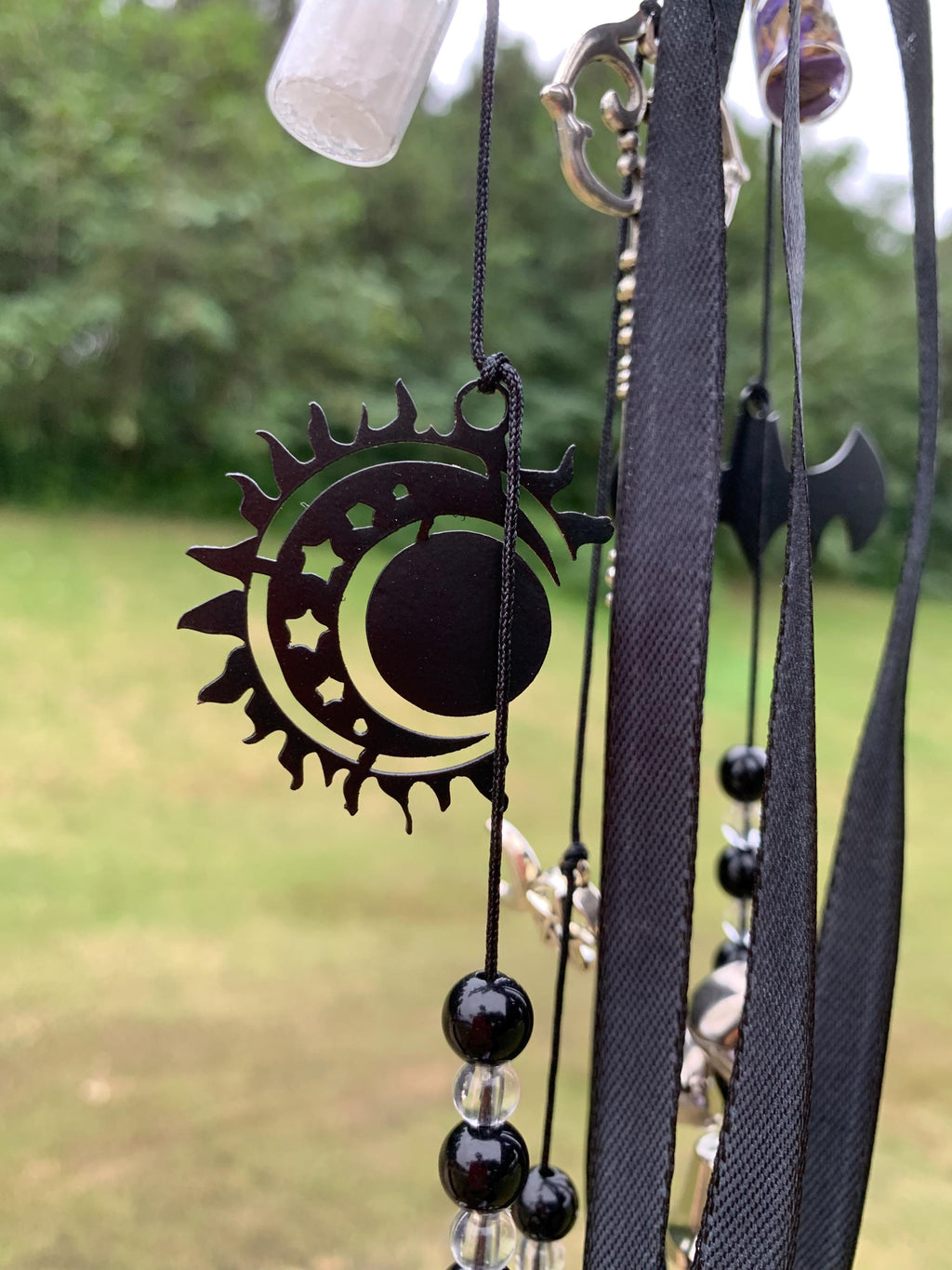 Halloween Witch Bells for Door Knob, Dark Elegance Protection Charm for Front Door,  Unique Handmade Witch Bells for Protection, Charm Gift