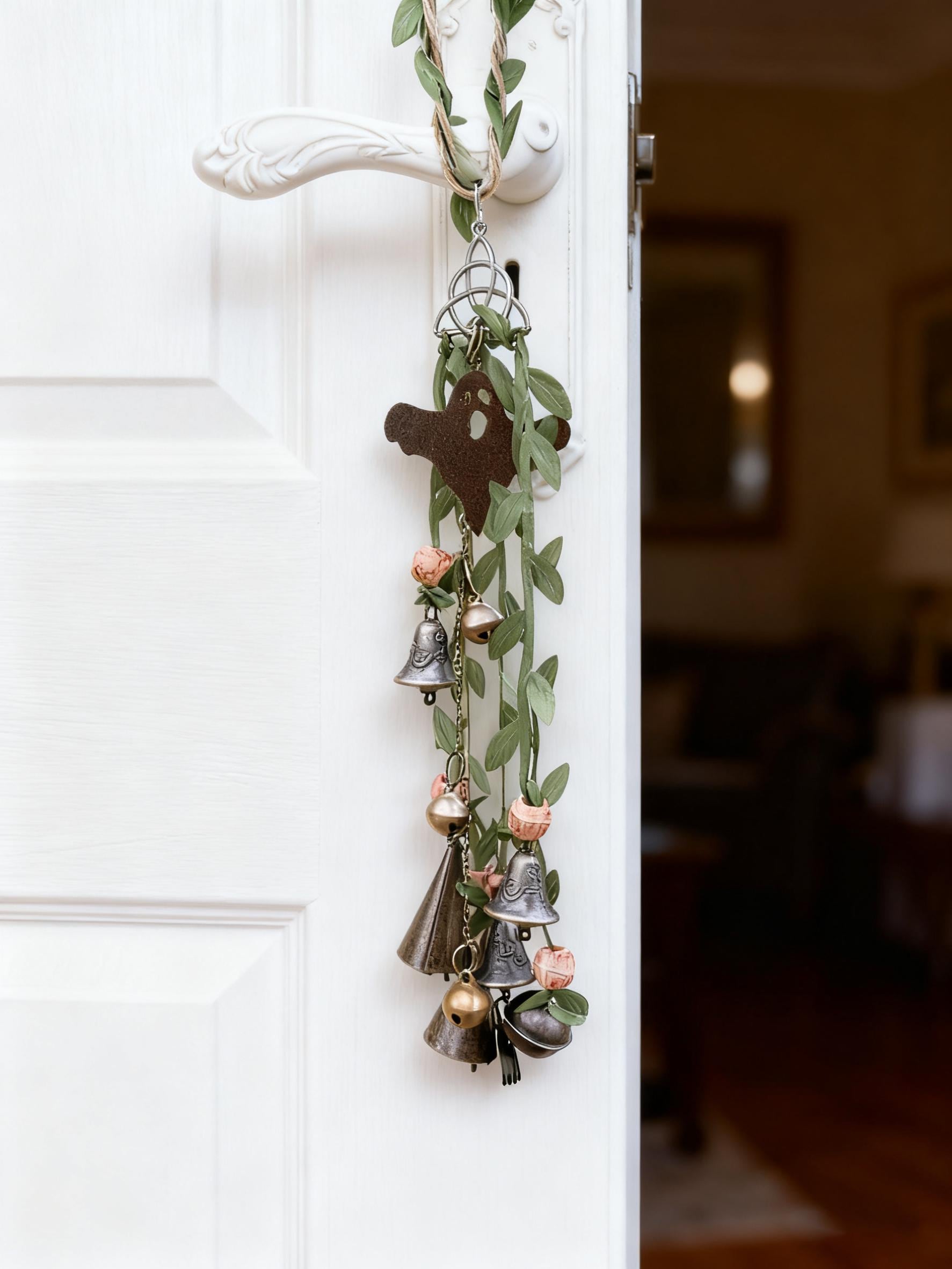 Handmade Witch Bells for Protection,  Handmade Witch Bells for Home Protection & Good Luck, Guardian Witch Bells for Front Door, Yule Gift