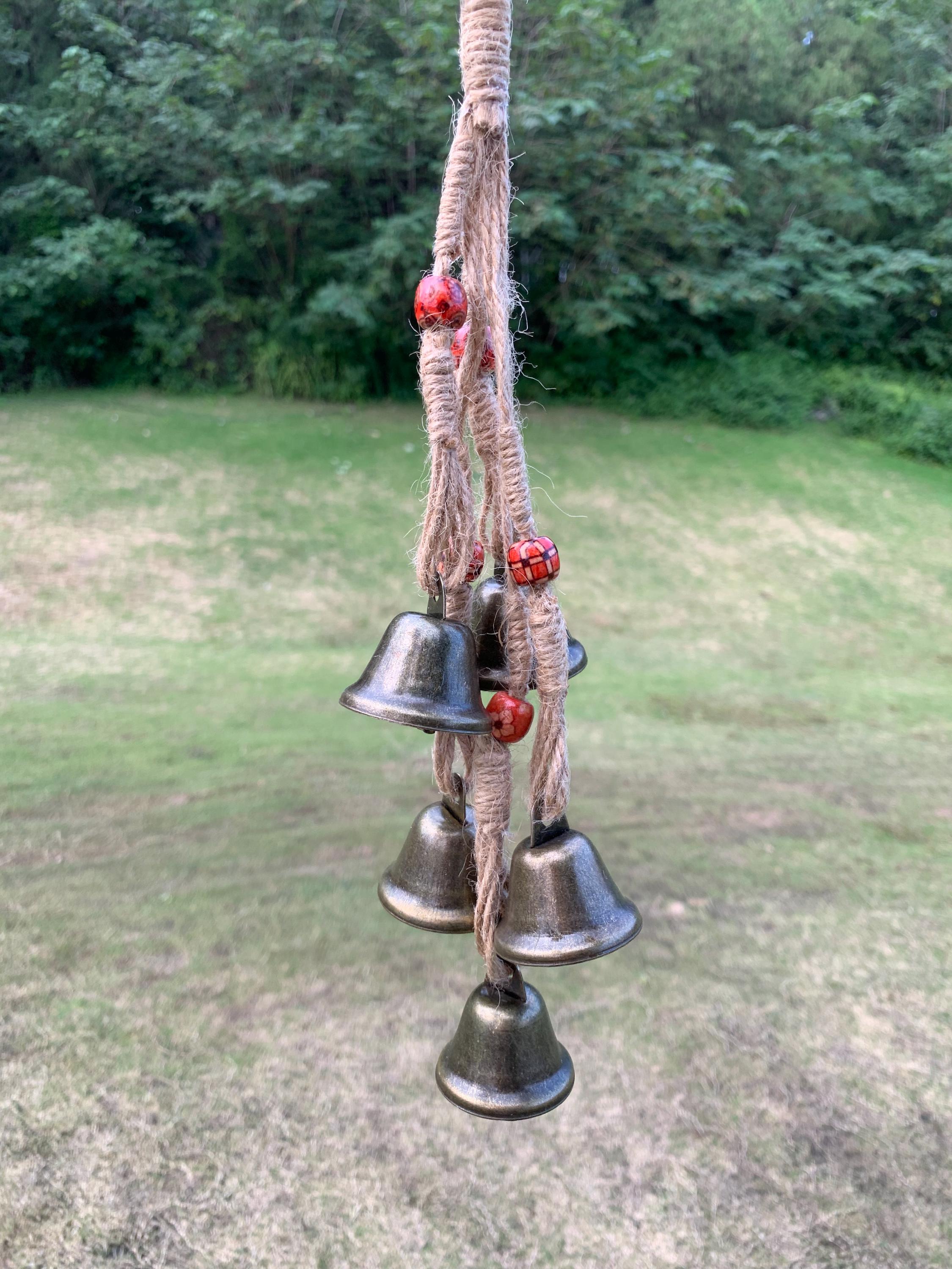 Handmade Protection Bells for Front Door, Hanging Ward Charm to Ward Off Negative Energy, Wiccan Supplies, Porch Protection Charm Decor