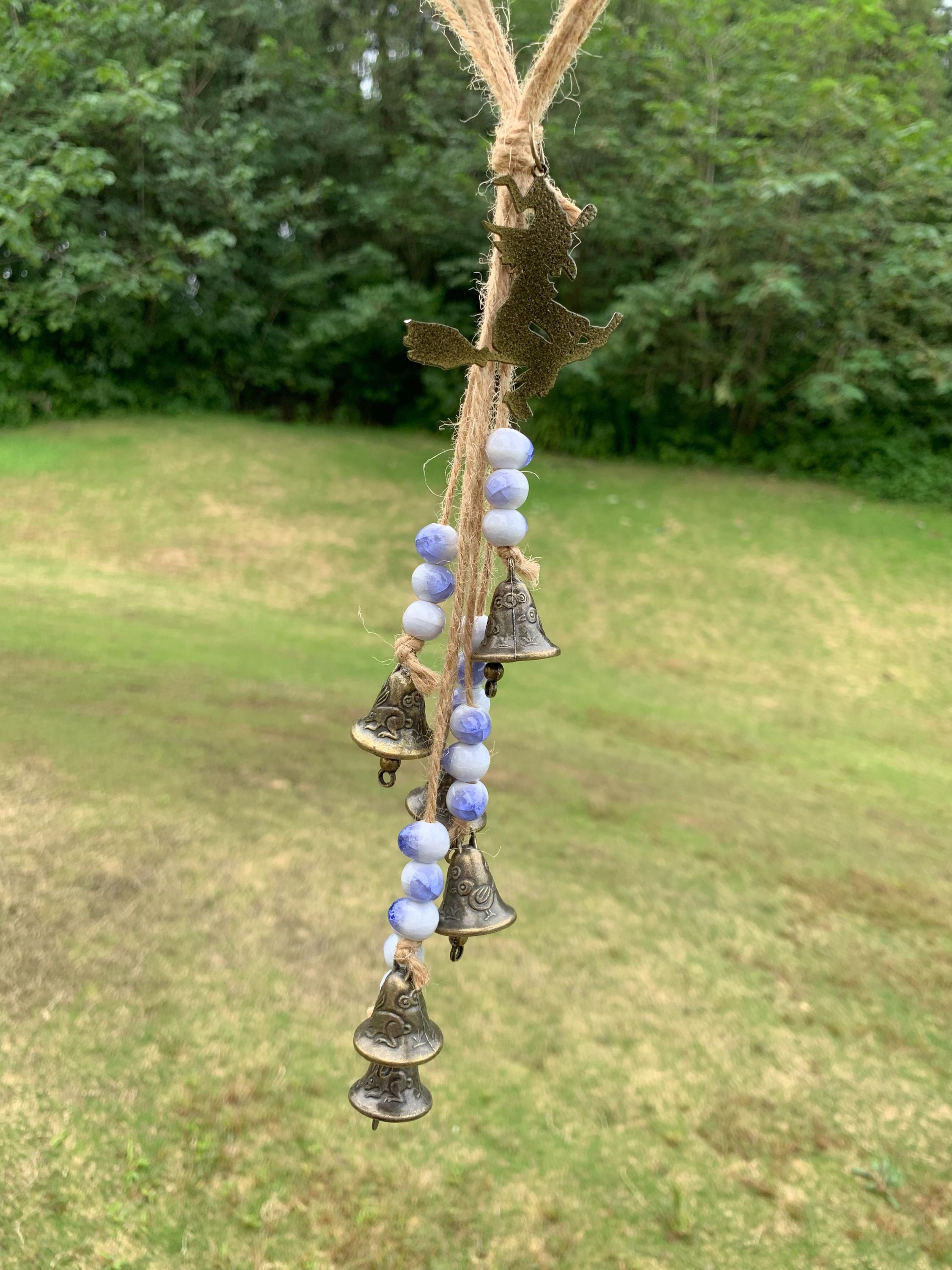 Hanging Bells for Home Protection, Housewarming Gift for New Home, Good Luck Decor, Positive Energy Wind Chime With Bells, Wicca Gift