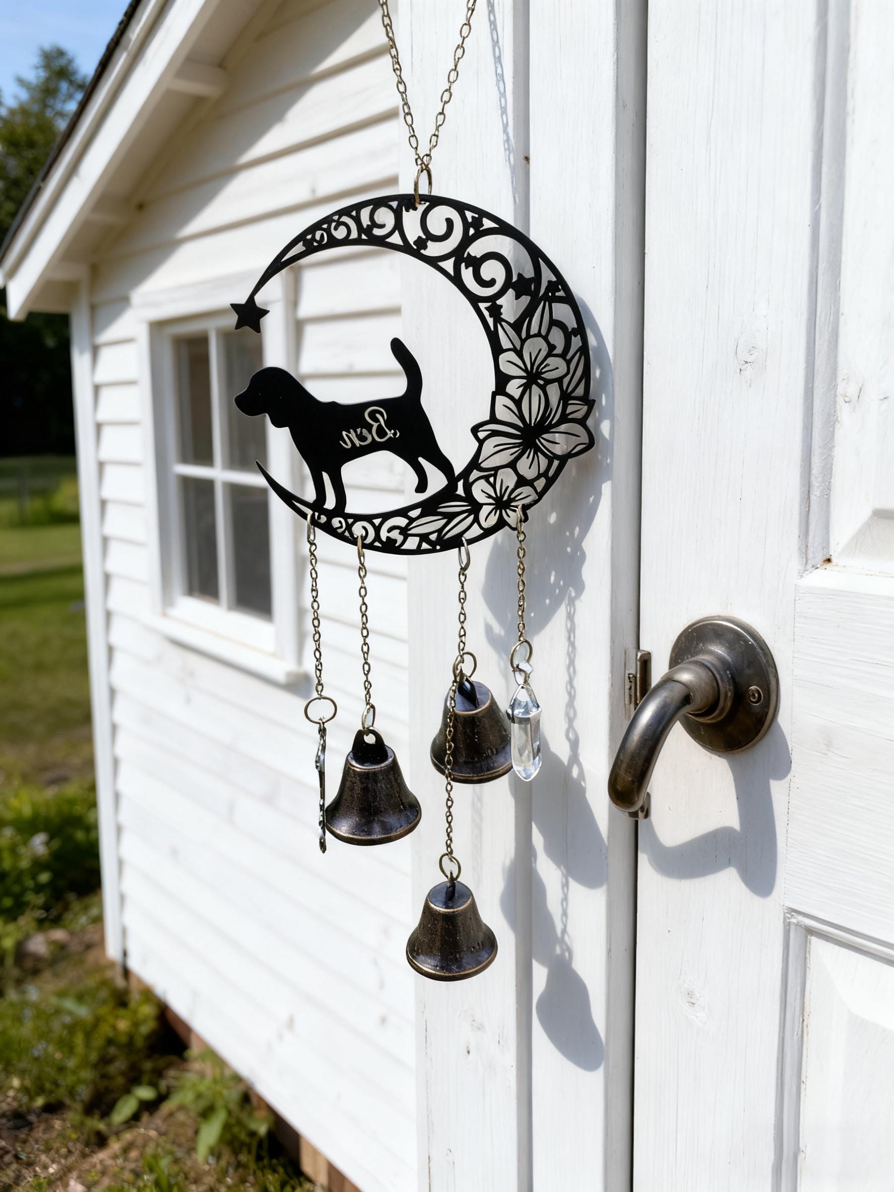 Personalized Name Beagle Witch Bells, Custom Dog Lover Protection Charm for Home & Porch, Witch Bells for Beagle Lovers, Gift for Dog Lovers