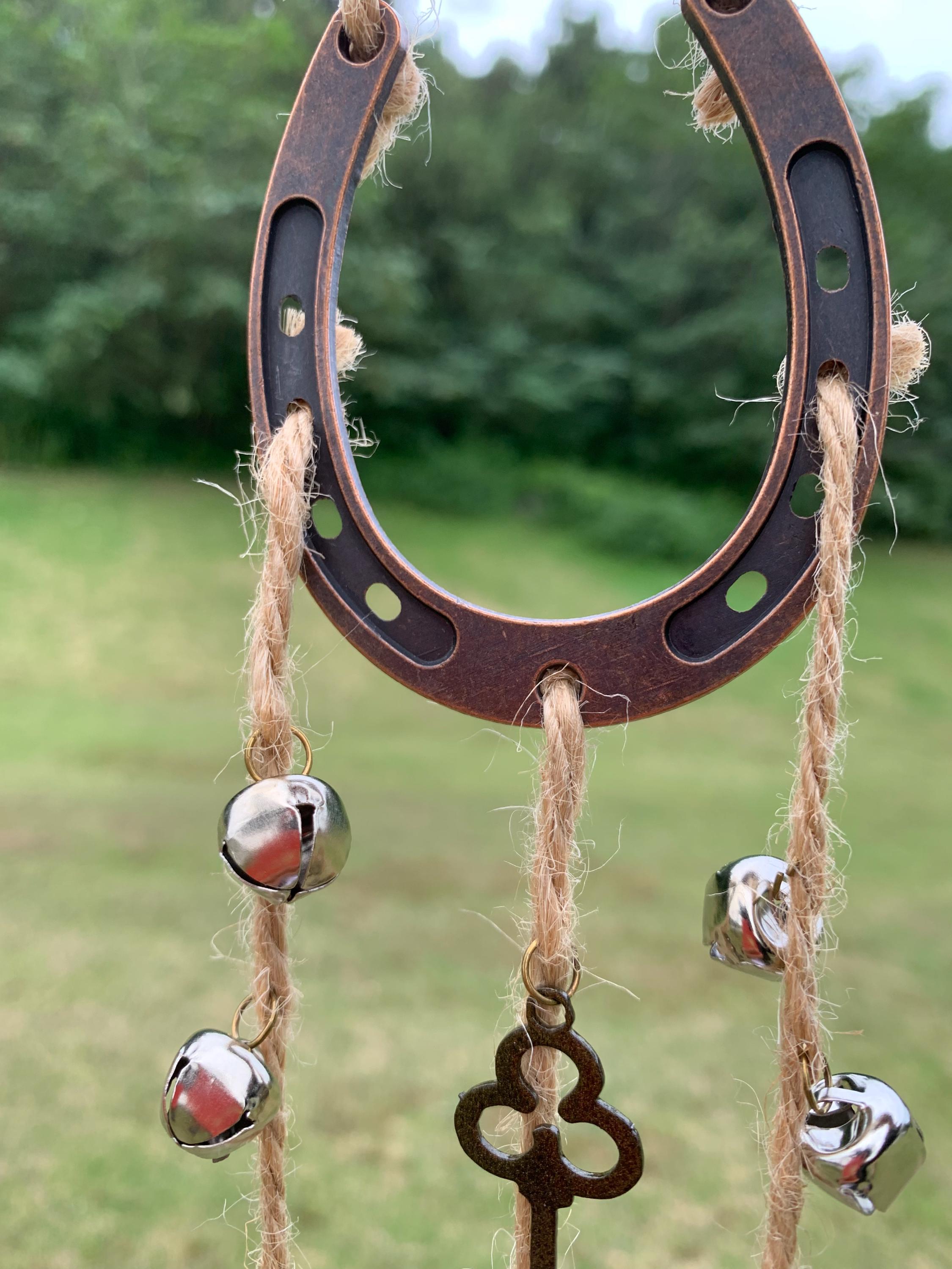 Horseshoe Witch Bells for Protection, Horseshoe and Bells Protection Charm - Ward Off Negativity & Welcome Good Luck, Porch Pagan Decor