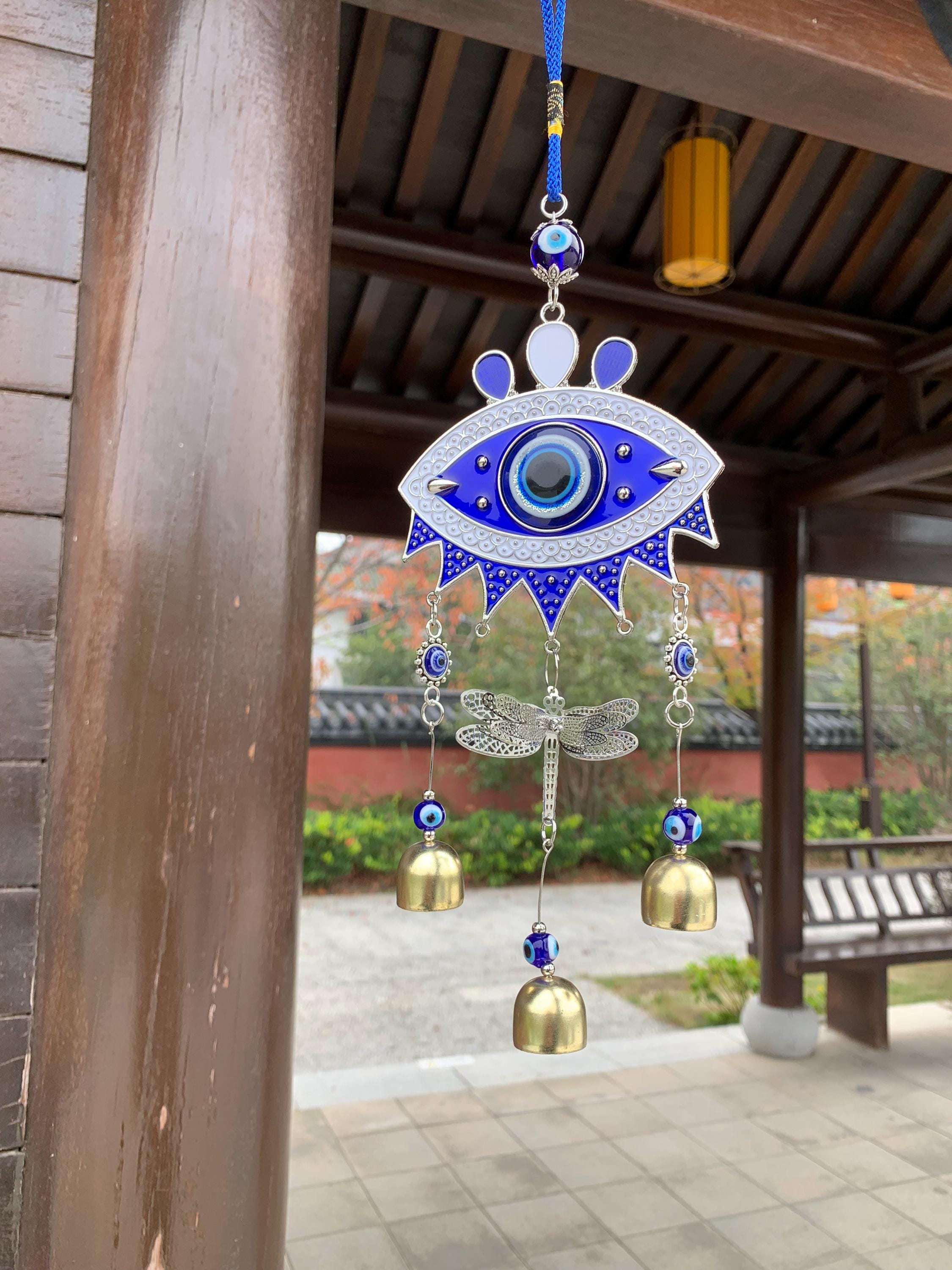 Evil Eye Witch Bells for Protection, Double Ward Charm, Blue Eye Nazar for Home, Evil Eye Protection Charm for Blessings, Spiritual Gift