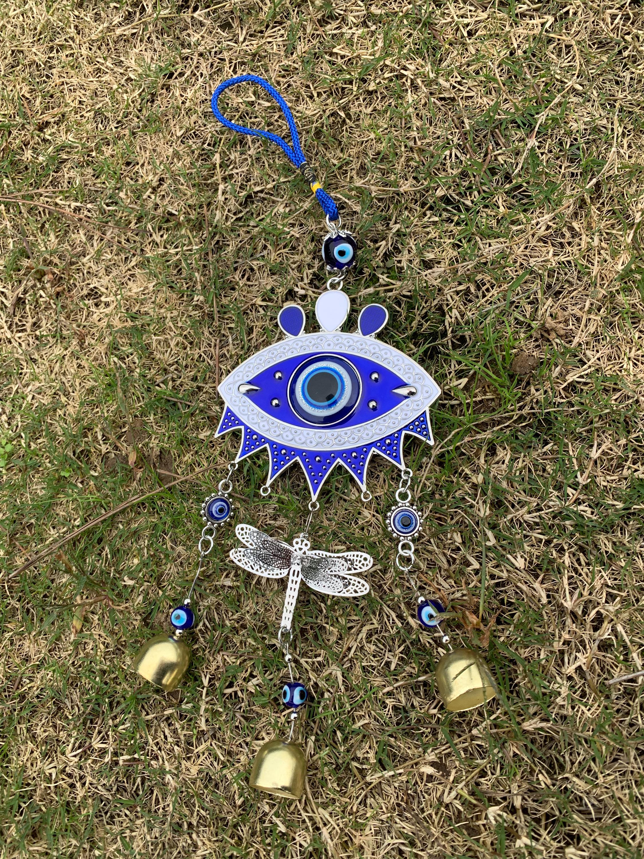 Evil Eye Witch Bells for Protection, Double Ward Charm, Blue Eye Nazar for Home, Evil Eye Protection Charm for Blessings, Spiritual Gift