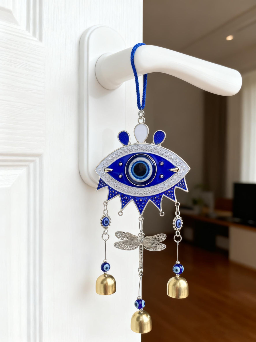 Evil Eye Witch Bells for Protection, Double Ward Charm, Blue Eye Nazar for Home, Evil Eye Protection Charm for Blessings, Spiritual Gift