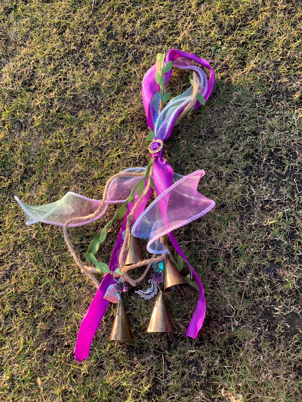 Witch Bell with Ribbons, Protection Charm, Wiccan Supplies, Pagan Decor, Folk Magic, House Blessing, Yule Gift, Handmade Witchcraft