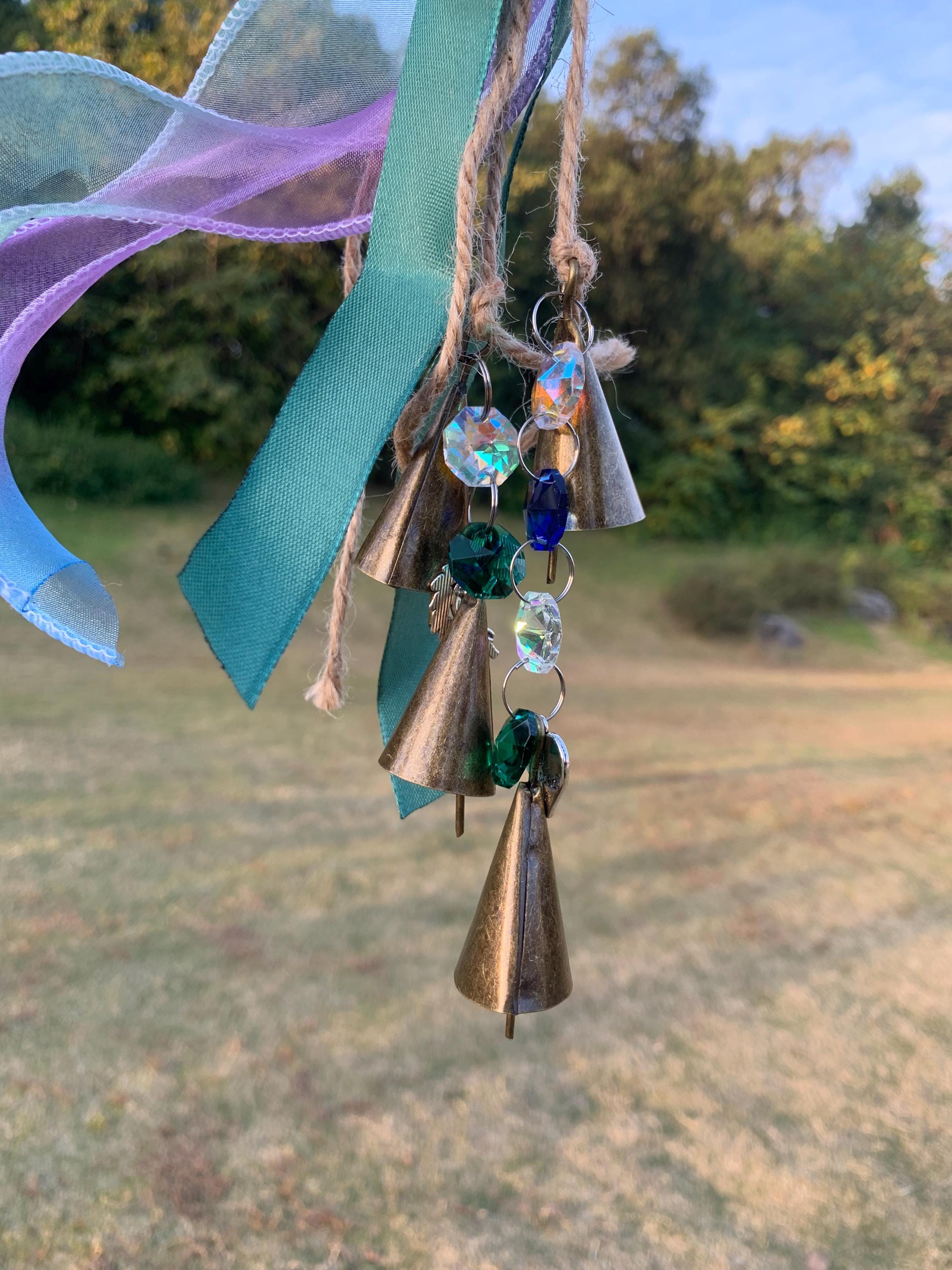 Witch Bell with Ribbons, Protection Charm, Wiccan Supplies, Pagan Decor, Folk Magic, House Blessing, Yule Gift, Handmade Witchcraft