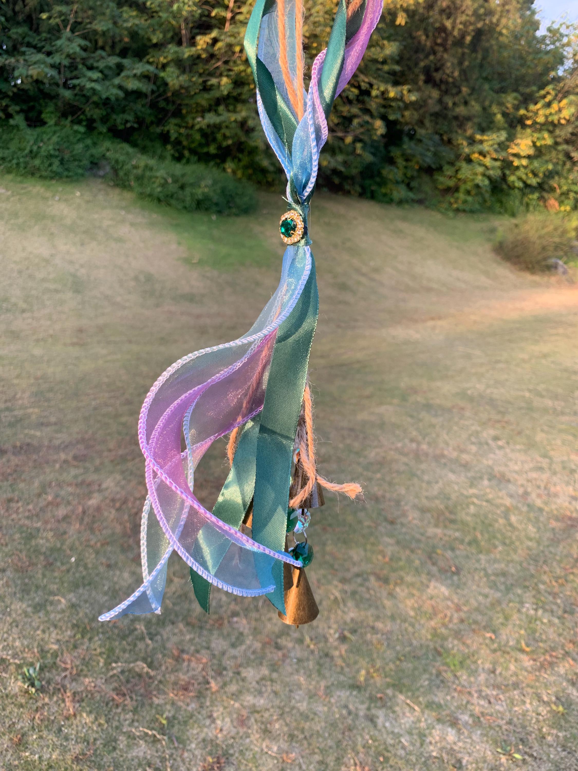 Witch Bell with Ribbons, Protection Charm, Wiccan Supplies, Pagan Decor, Folk Magic, House Blessing, Yule Gift, Handmade Witchcraft