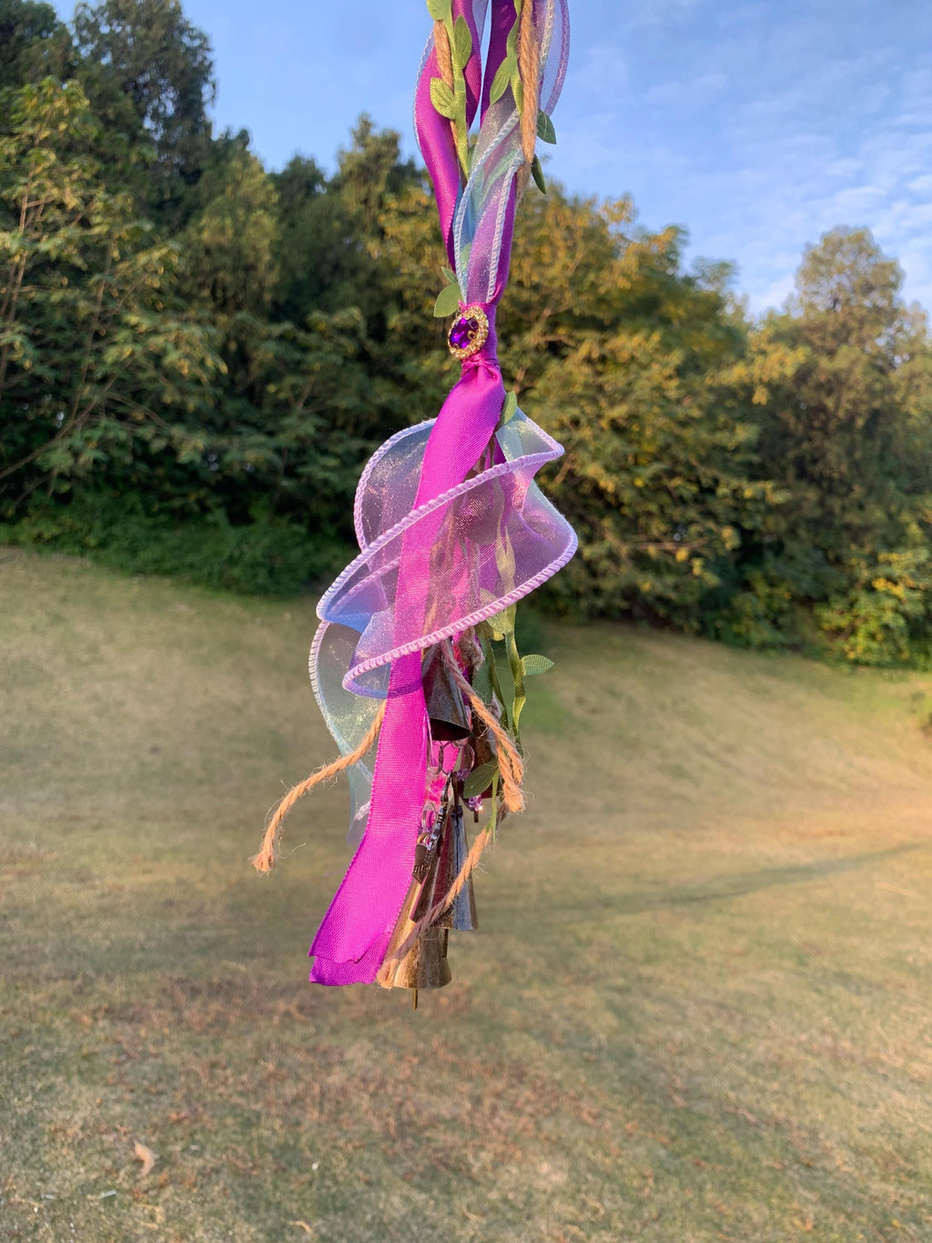 Witch Bell with Ribbons, Protection Charm, Wiccan Supplies, Pagan Decor, Folk Magic, House Blessing, Yule Gift, Handmade Witchcraft