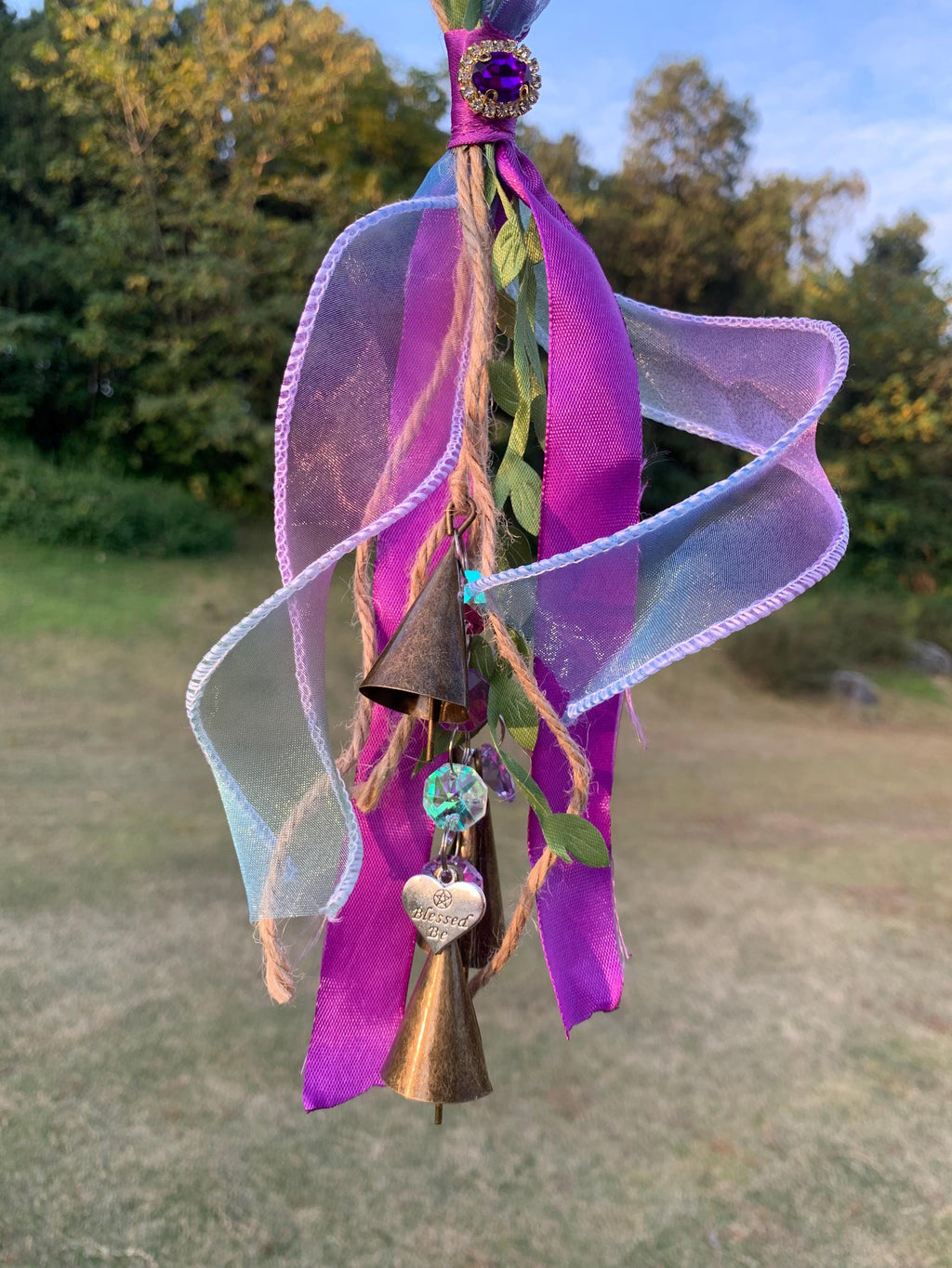 Witch Bell with Ribbons, Protection Charm, Wiccan Supplies, Pagan Decor, Folk Magic, House Blessing, Yule Gift, Handmade Witchcraft